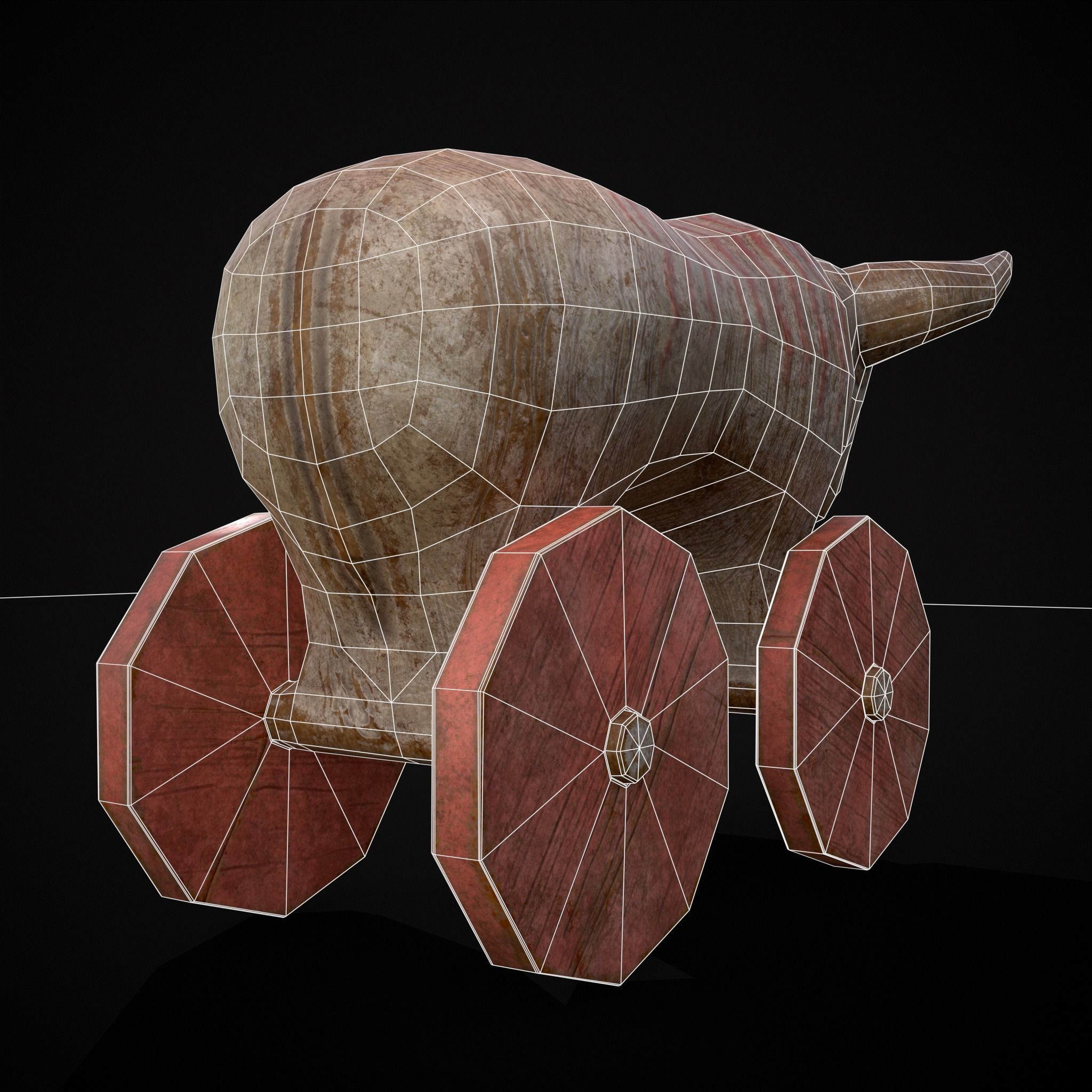 Vintage Carved Bull Toy Low-poly 3D model_8