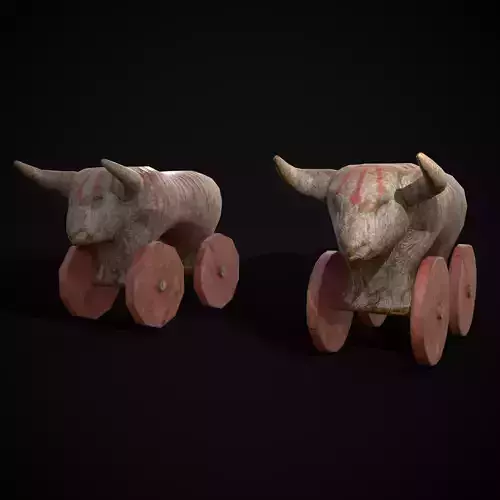 Vintage Carved Bull Toy
