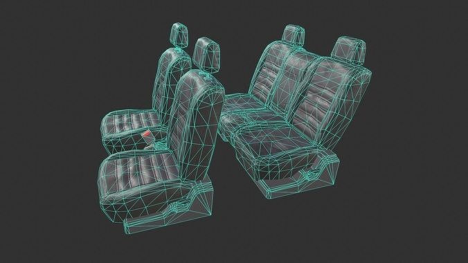 Modular Car Seats Set Low-poly 3D model 5