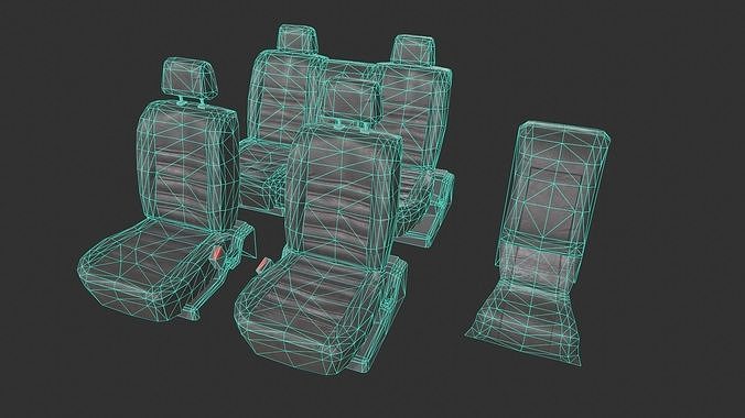 Modular Car Seats Set Low-poly 3D model 7