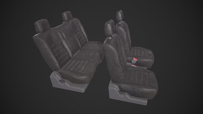 Modular Car Seats Set Low-poly 3D model 2