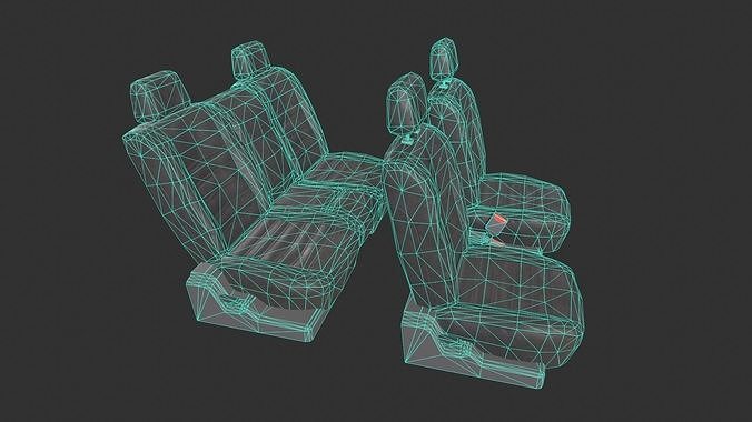 Modular Car Seats Set Low-poly 3D model 3