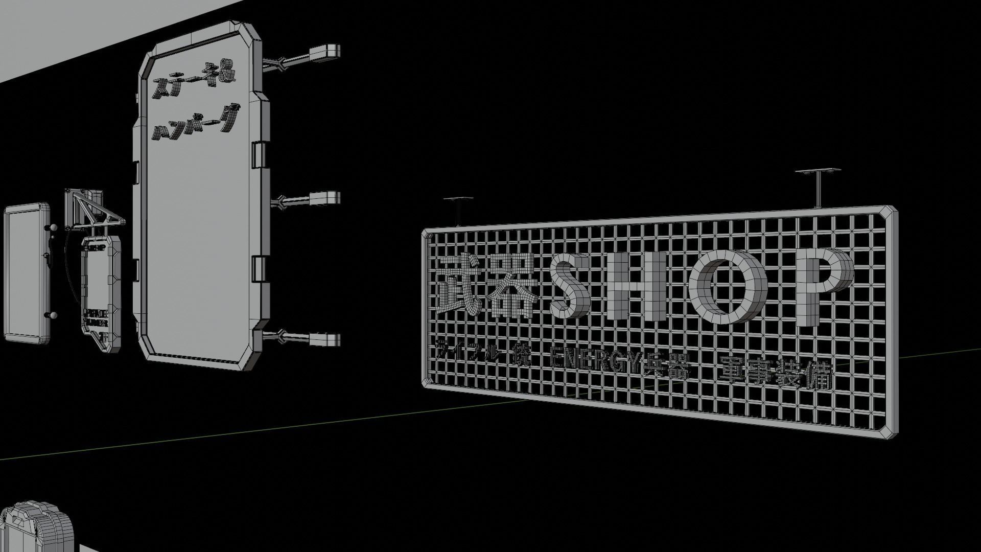 Neon SciFi Cyberpunk Signs 3D model_20