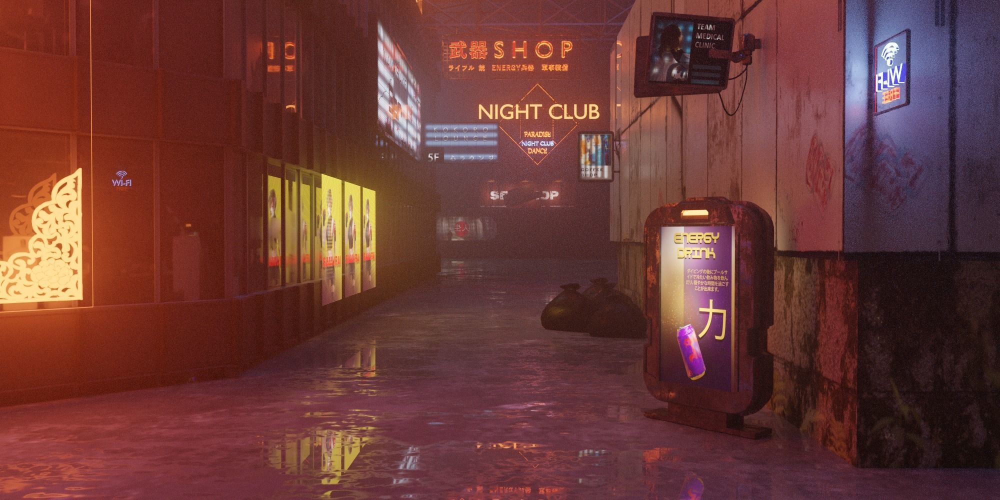 Neon SciFi Cyberpunk Signs 3D model_4