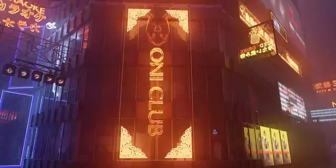 Neon SciFi Cyberpunk Signs 3D model