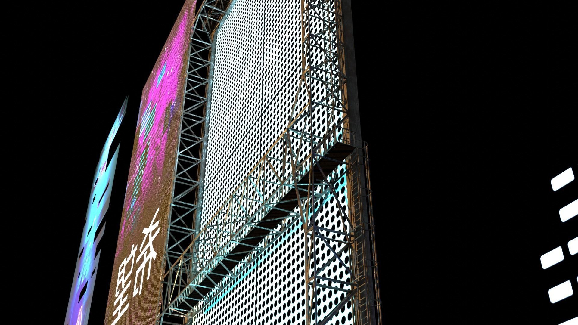 Neon SciFi Cyberpunk Signs 3D model_14