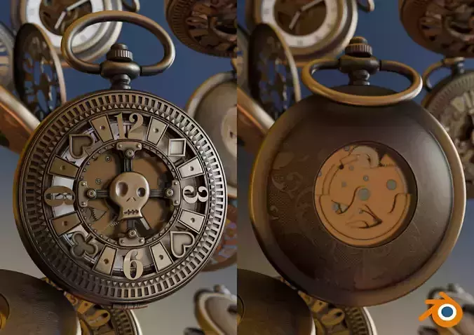 Steampunk Pocket Watch 3D model