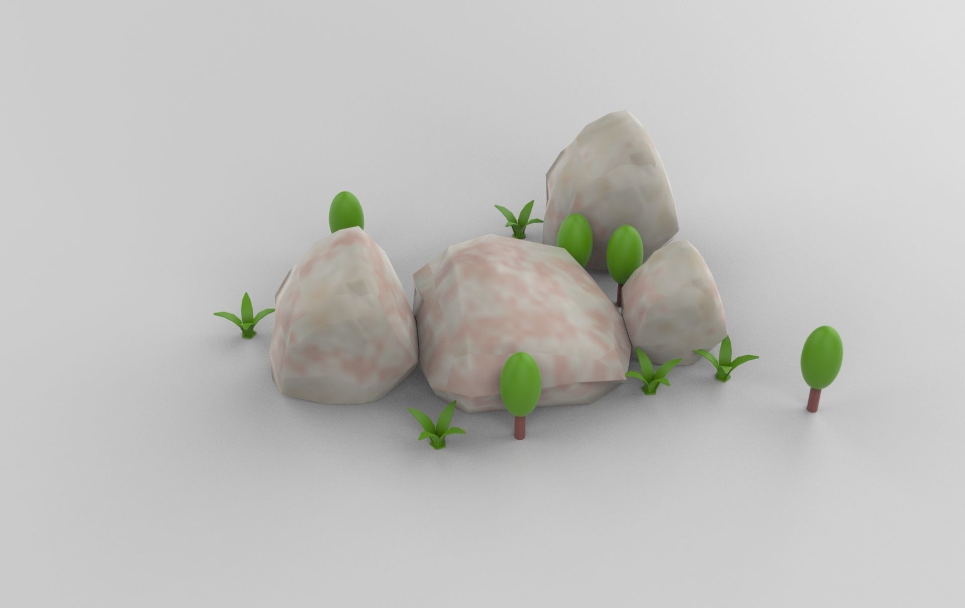 stone and tree Low-poly 3D model_3