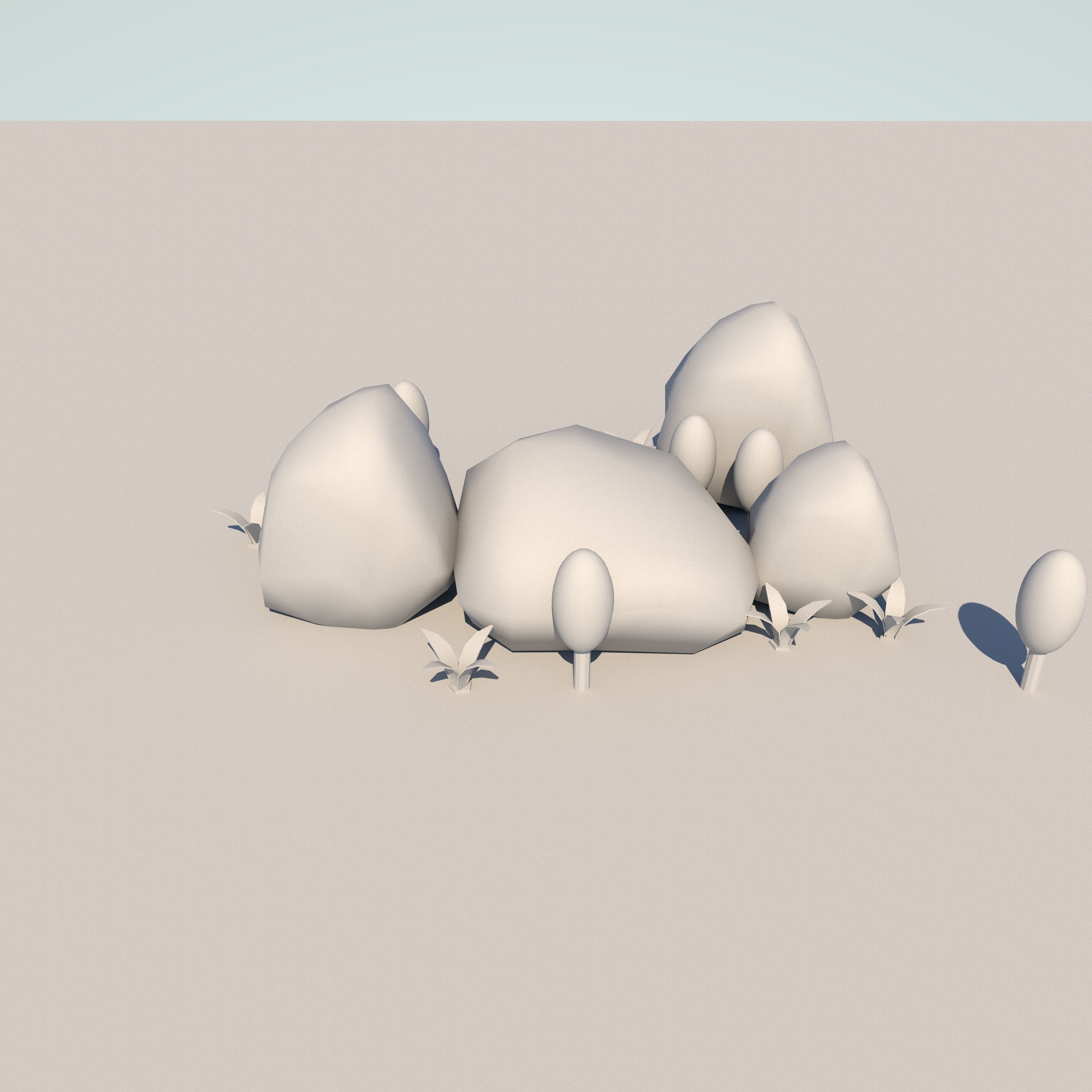 stone and tree Low-poly 3D model_5
