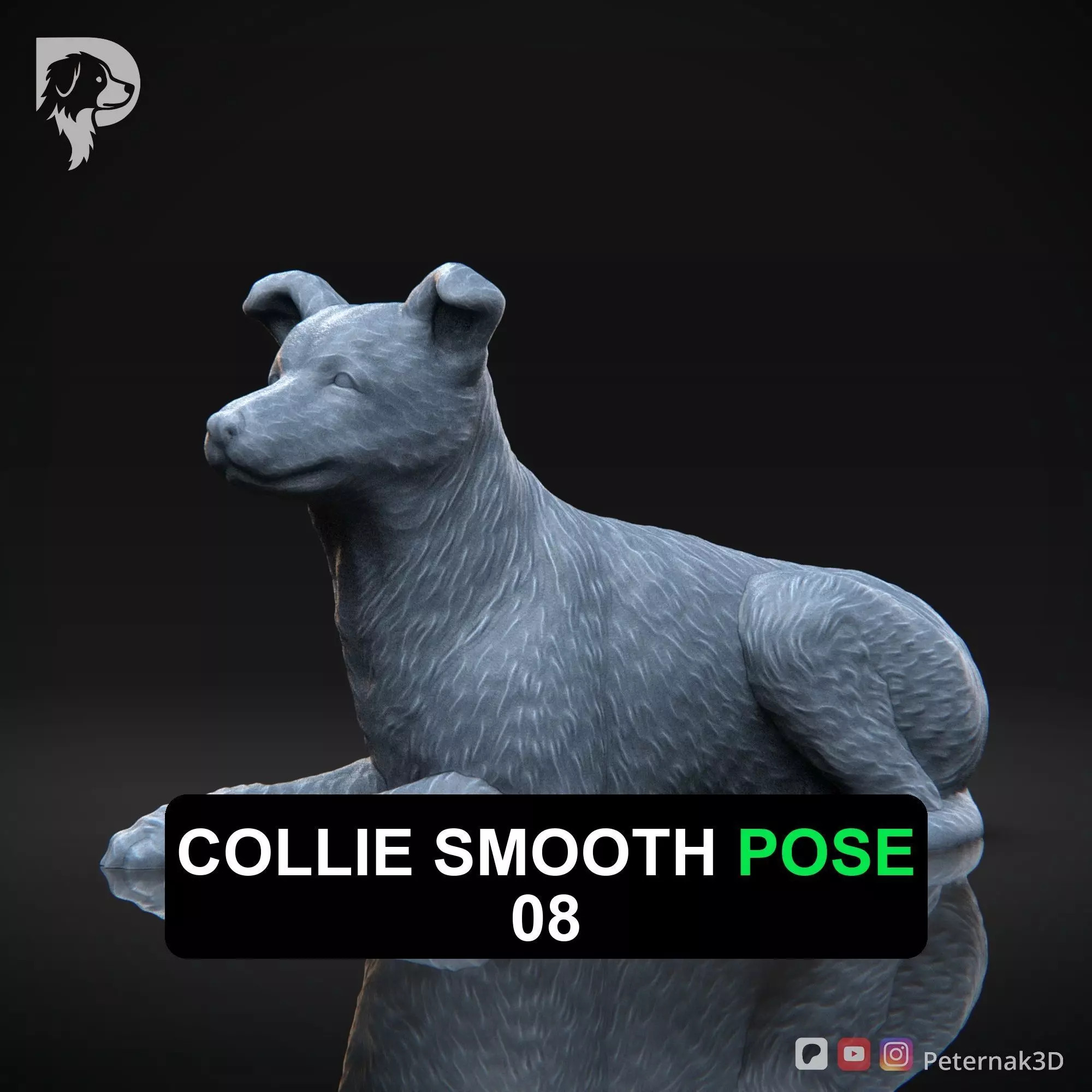 Dog 3D Print Model Collie Smooth Dog Pose 08 Ready STL 3D print model