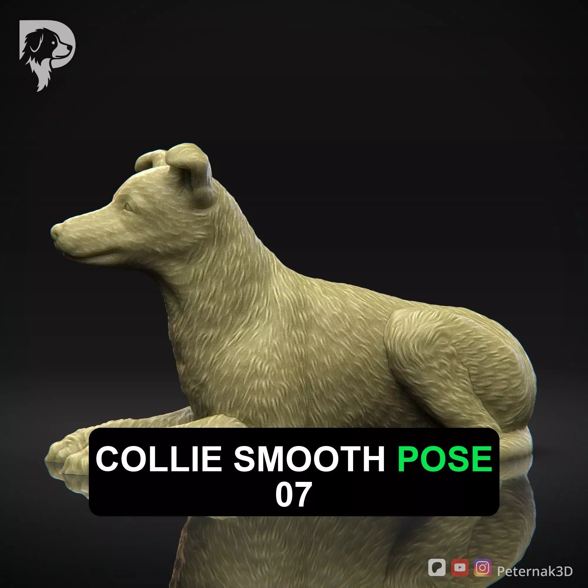 Dog 3D Print Model Collie Smooth Dog Pose 07 Ready STL 3D print model