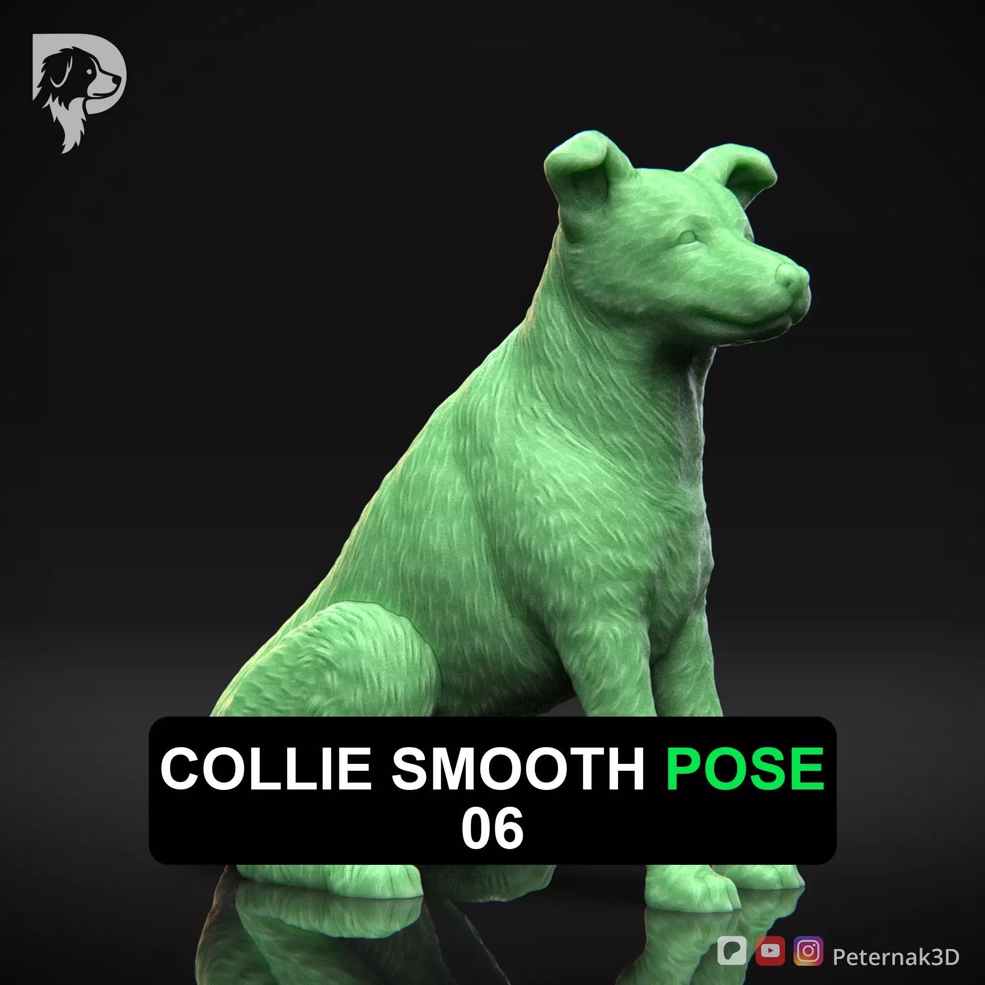 Dog 3D Print Model Collie Smooth Dog Pose 06 Ready STL 3D print model