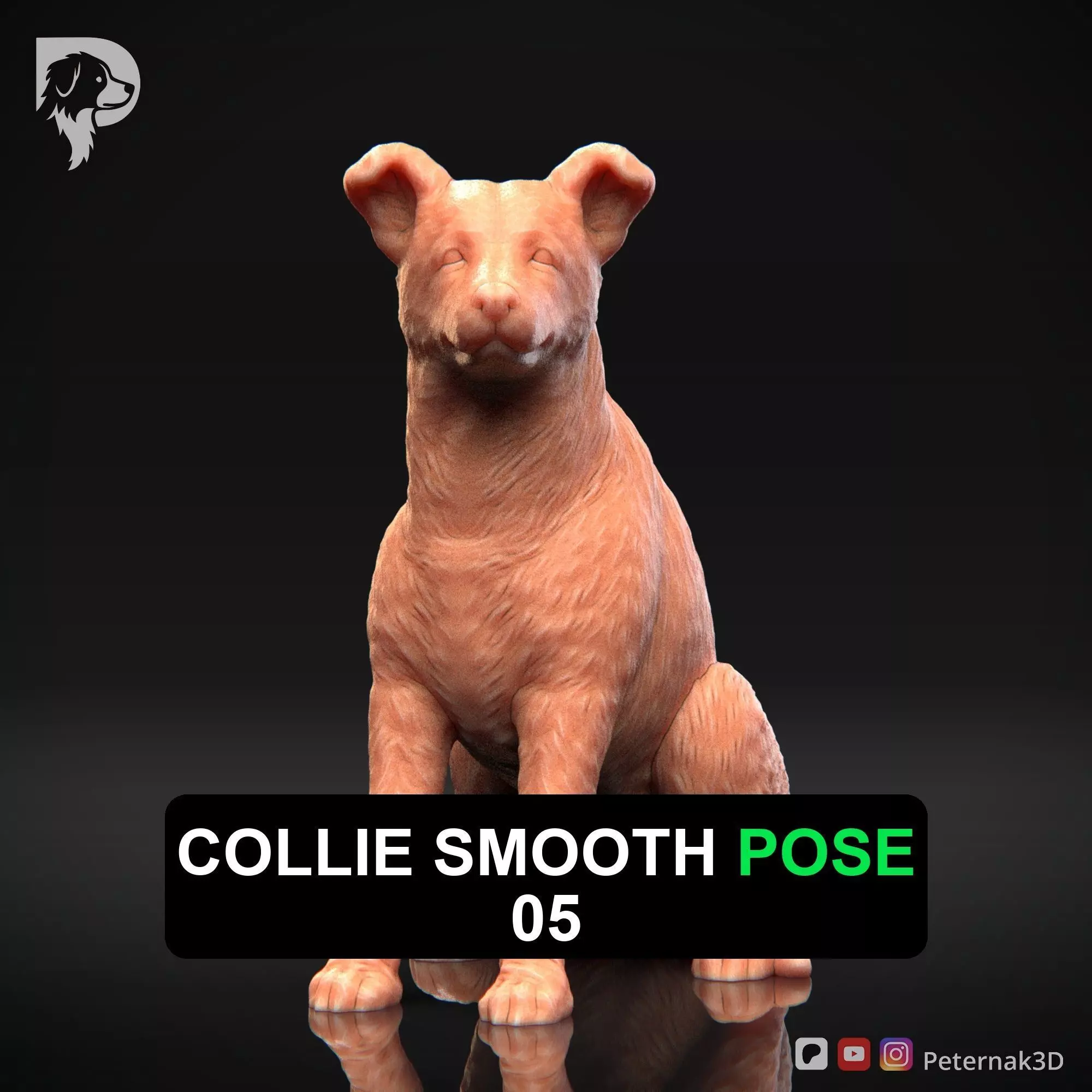 Dog 3D Print Model Collie Smooth Dog Pose 05 Ready STL 3D print model