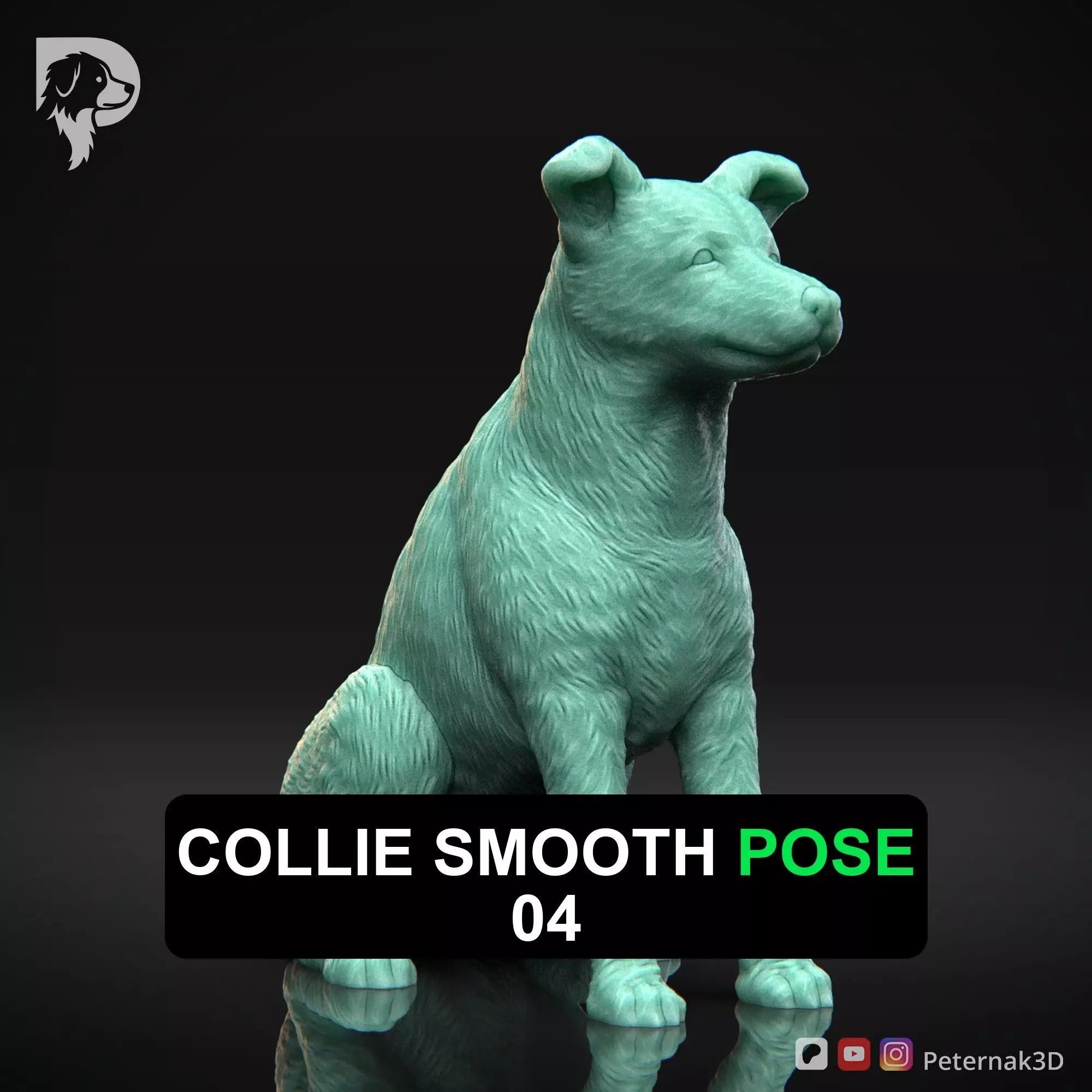 Dog 3D Print Model Collie Smooth Dog Pose 04 Ready STL 3D print model