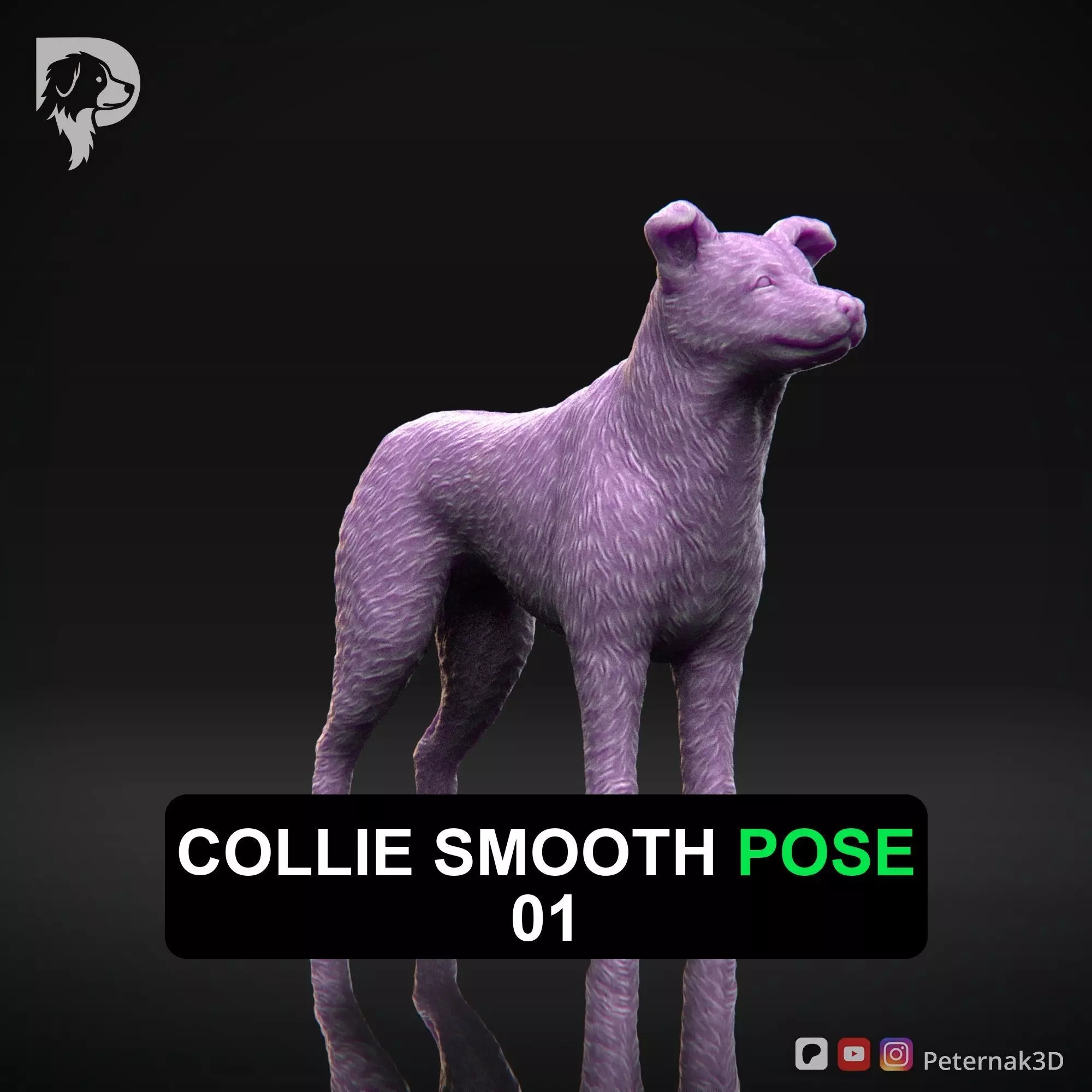 Dog 3D Print Model Collie Smooth Dog Pose 01 Ready STL 3D print model