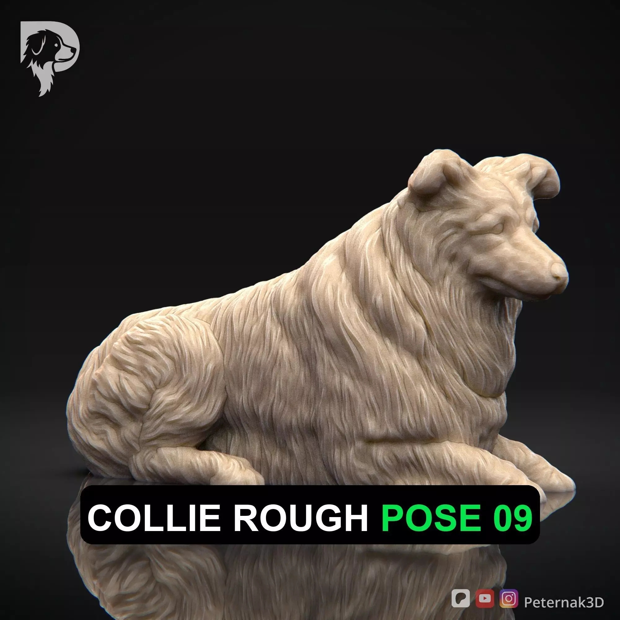 Dog 3D Print Model Collie Rough Dog Pose 09 Ready STL 3D print model_0