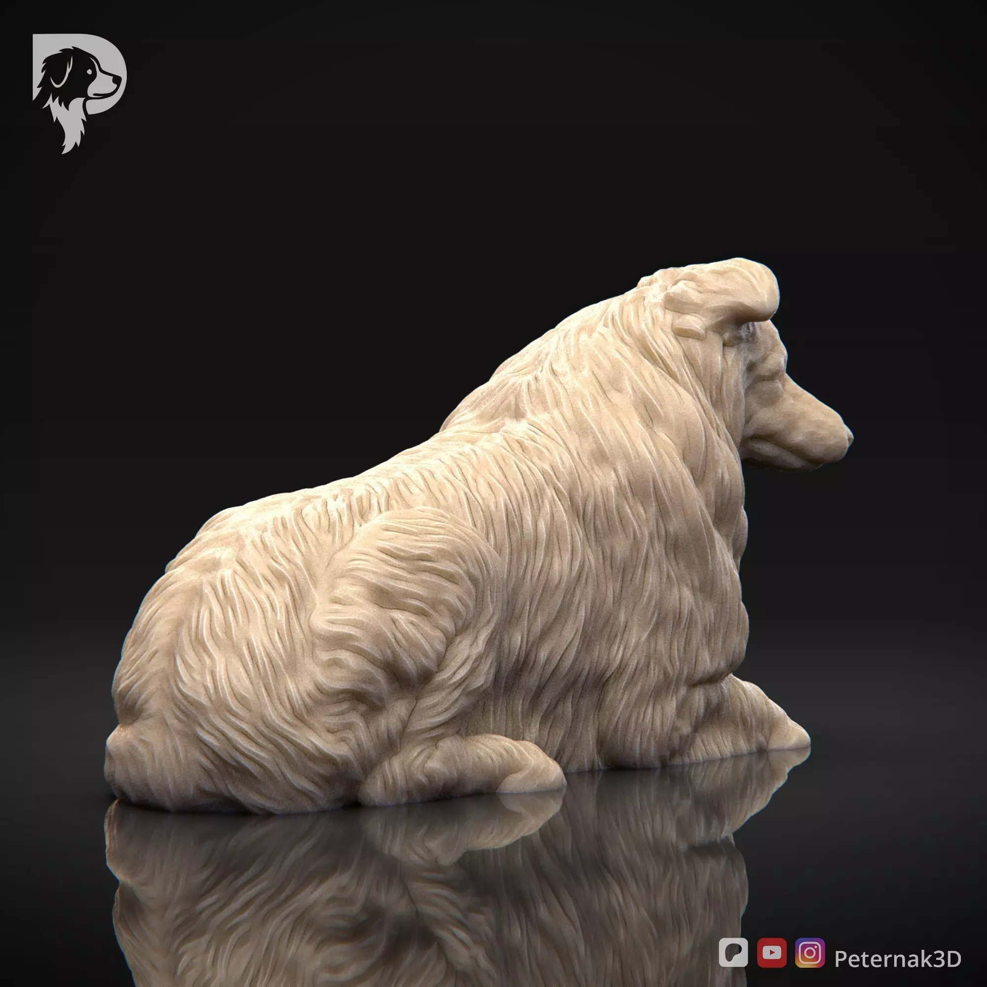 Dog 3D Print Model Collie Rough Dog Pose 09 Ready STL 3D print model_5