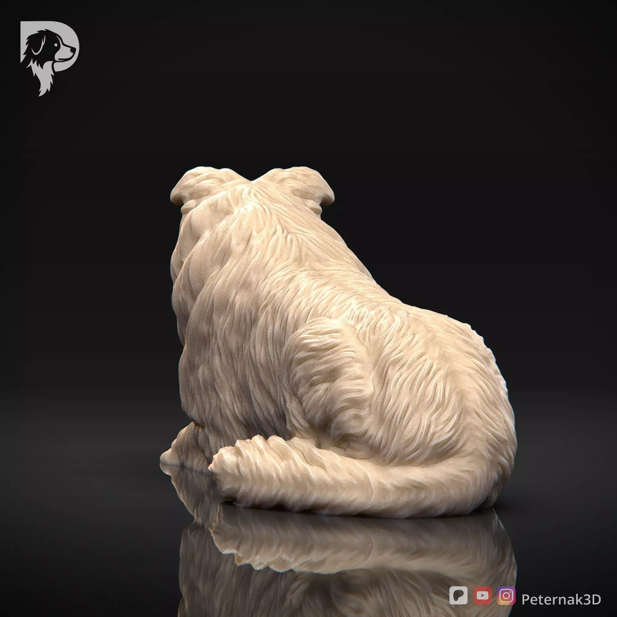 Dog 3D Print Model Collie Rough Dog Pose 09 Ready STL 3D print model_7