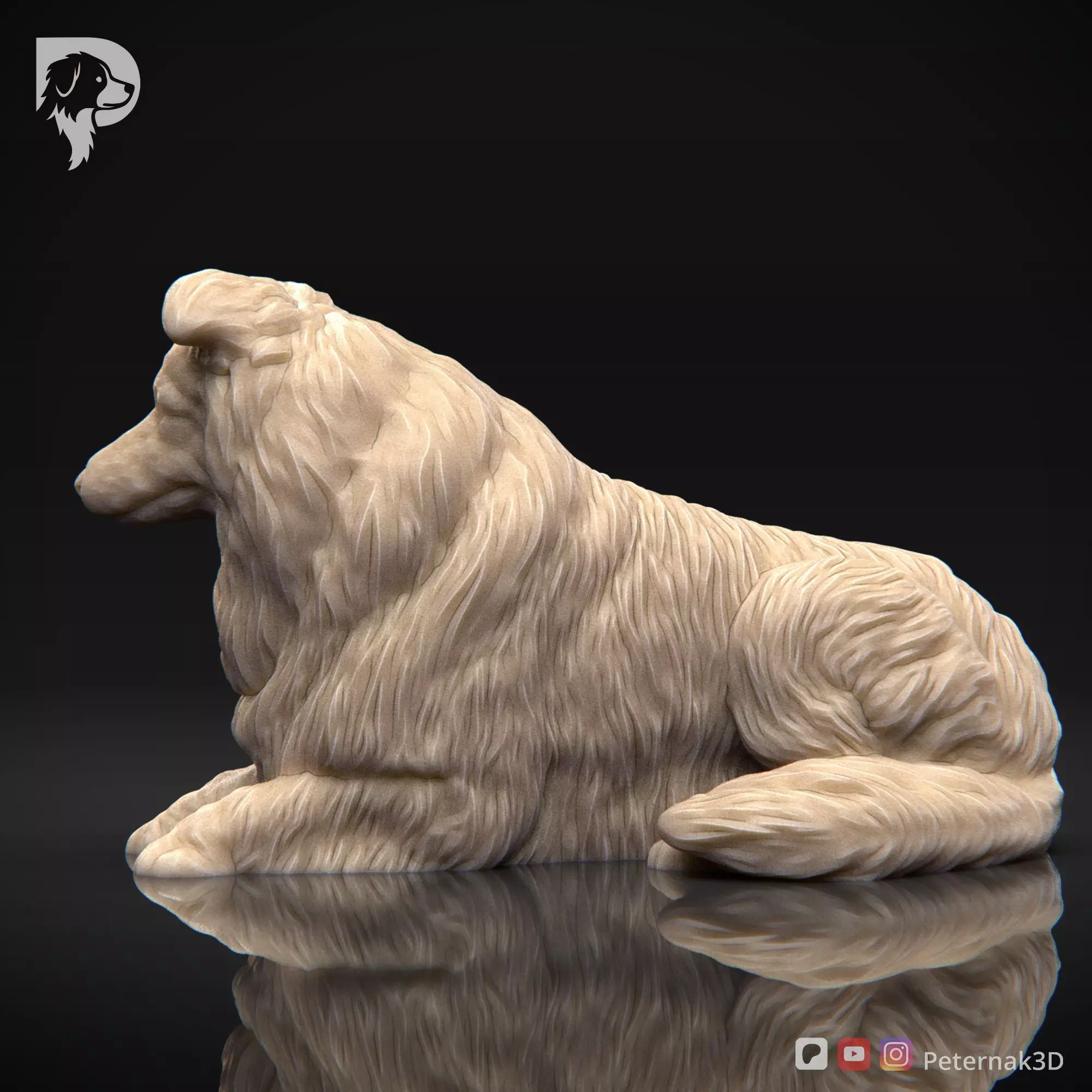 Dog 3D Print Model Collie Rough Dog Pose 09 Ready STL 3D print model_9