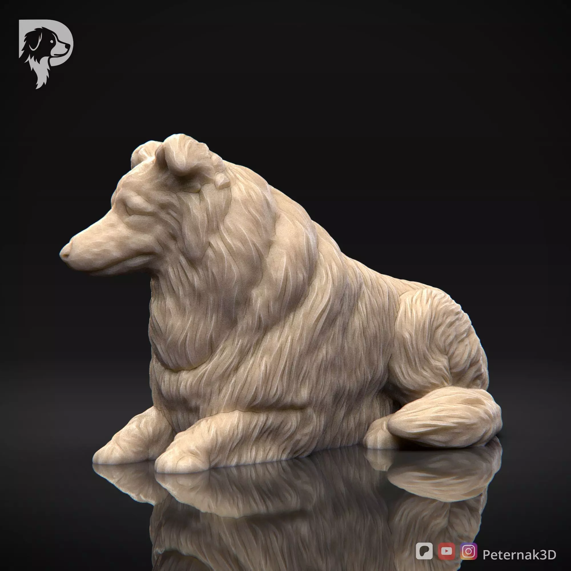 Dog 3D Print Model Collie Rough Dog Pose 09 Ready STL 3D print model_10