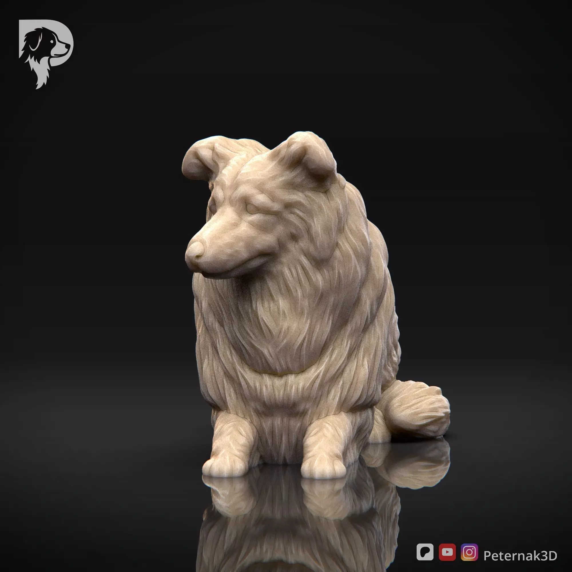 Dog 3D Print Model Collie Rough Dog Pose 09 Ready STL 3D print model_11