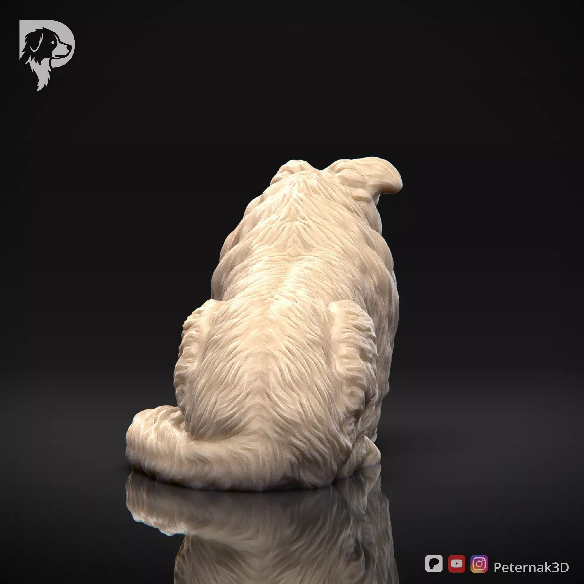 Dog 3D Print Model Collie Rough Dog Pose 09 Ready STL 3D print model_6