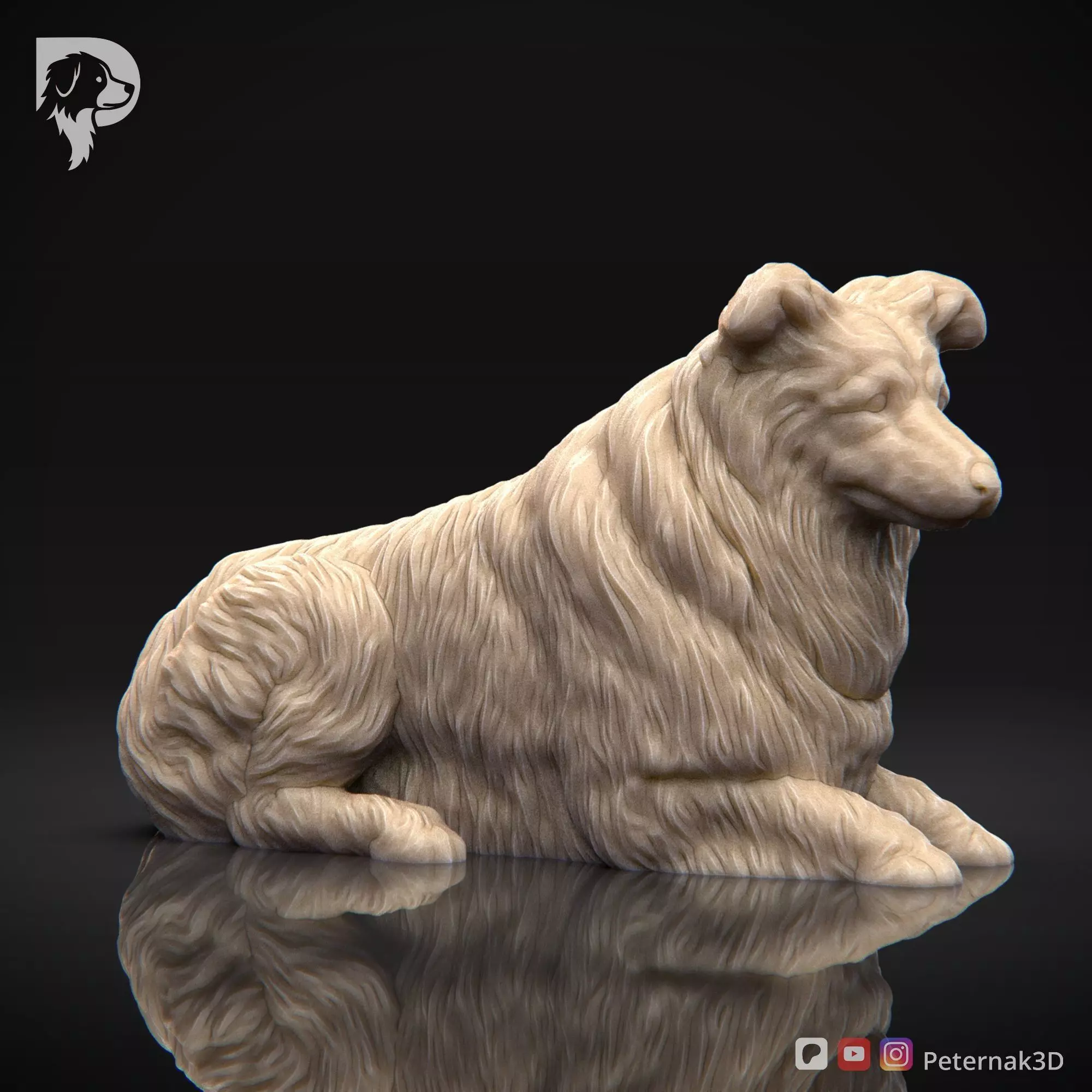Dog 3D Print Model Collie Rough Dog Pose 09 Ready STL 3D print model_3