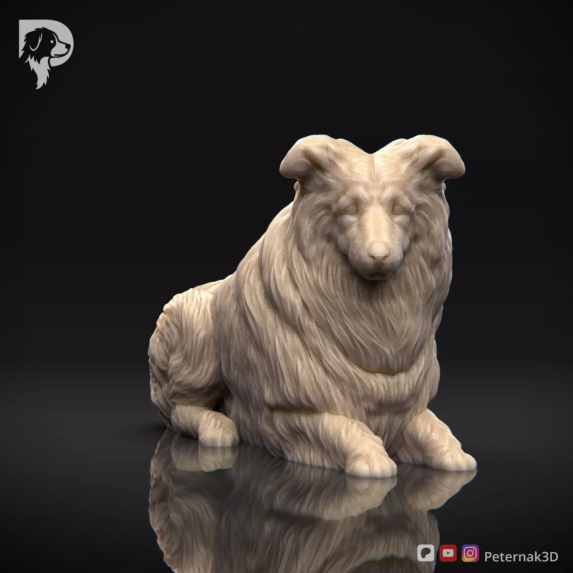 Dog 3D Print Model Collie Rough Dog Pose 09 Ready STL 3D print model_2