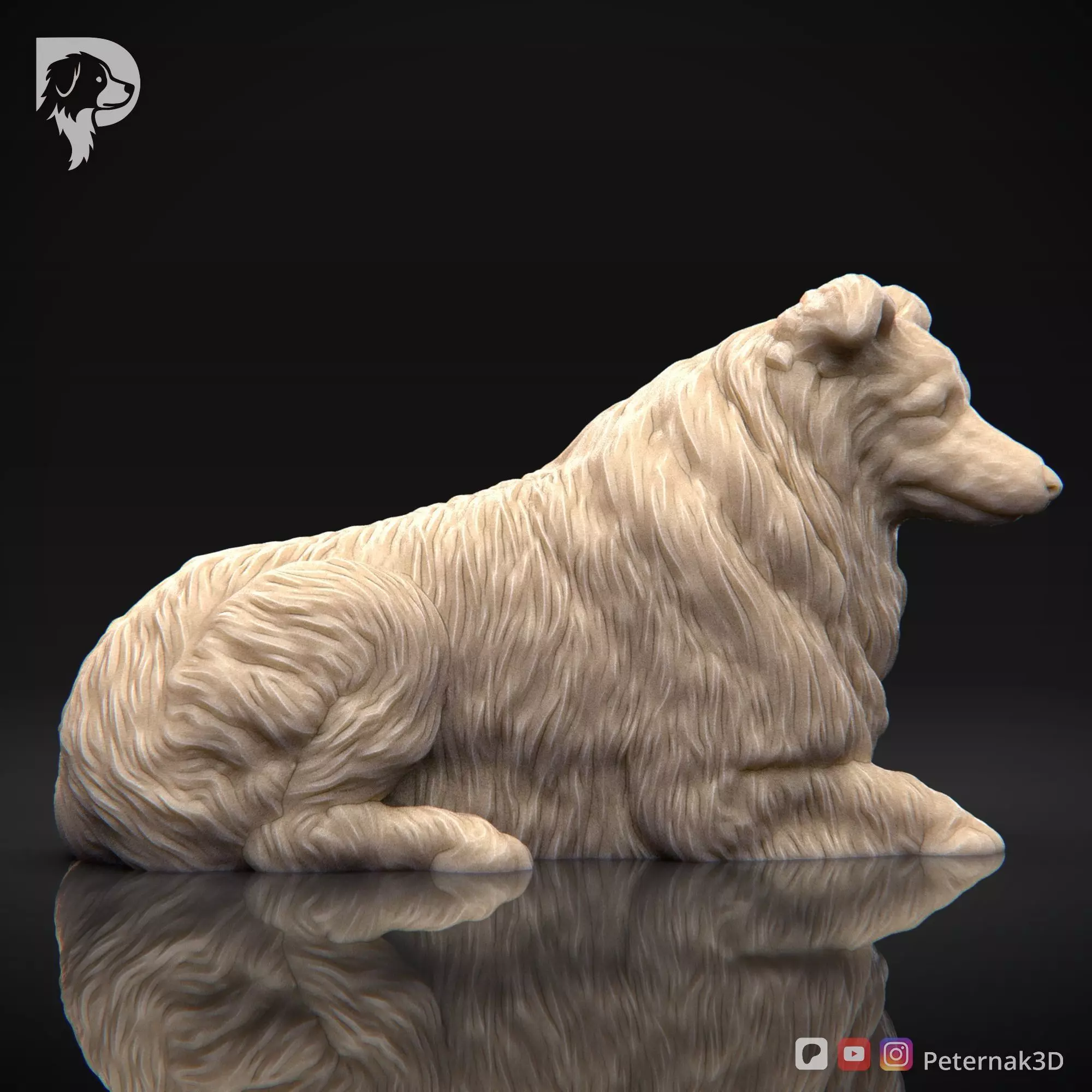 Dog 3D Print Model Collie Rough Dog Pose 09 Ready STL 3D print model_4