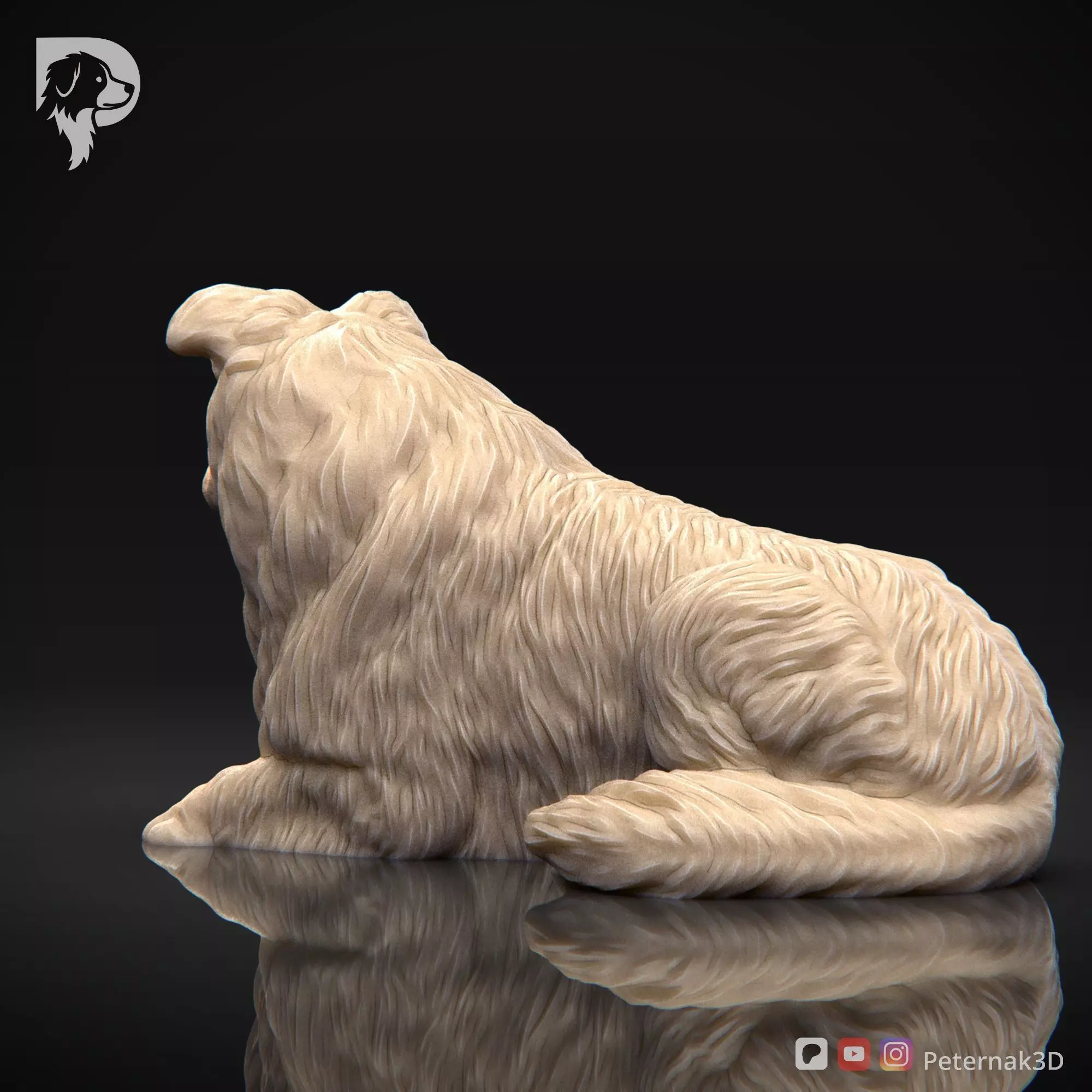 Dog 3D Print Model Collie Rough Dog Pose 09 Ready STL 3D print model_8