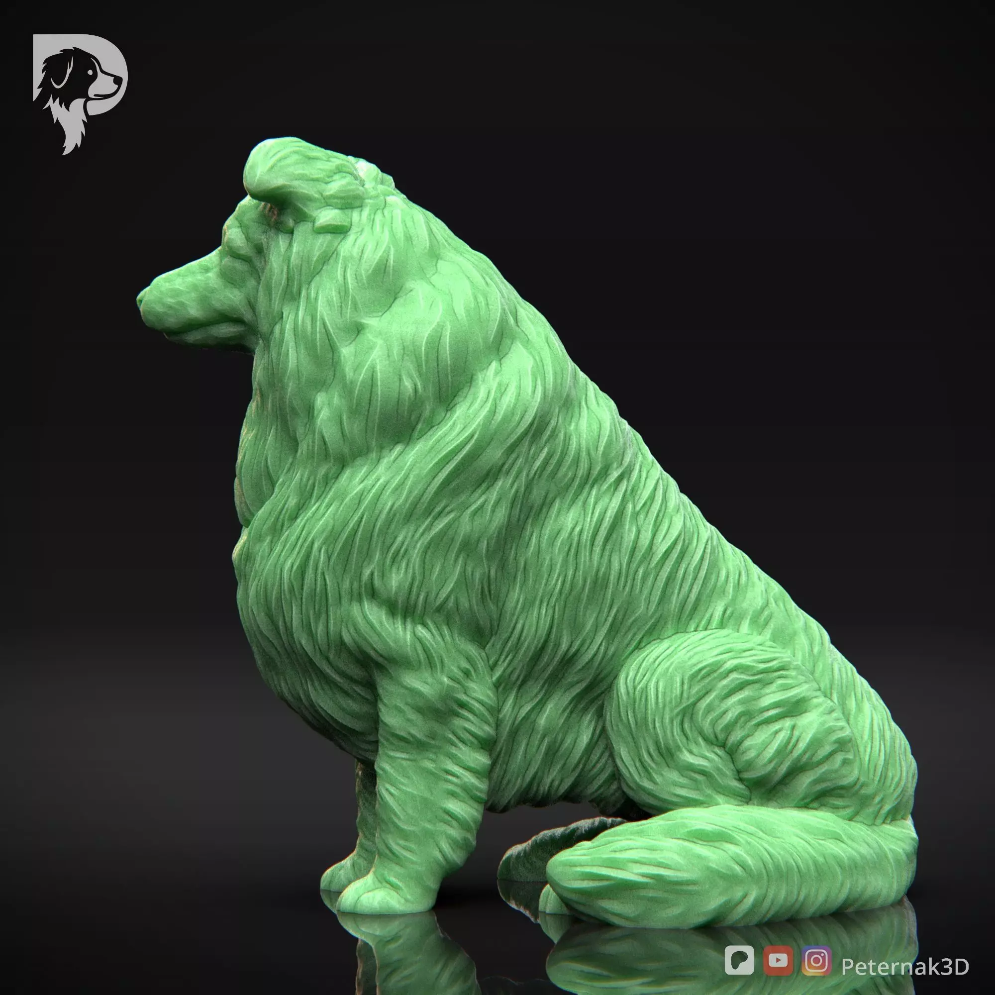 Dog 3D Print Model Collie Rough Dog Pose 06 Ready STL 3D print model_9