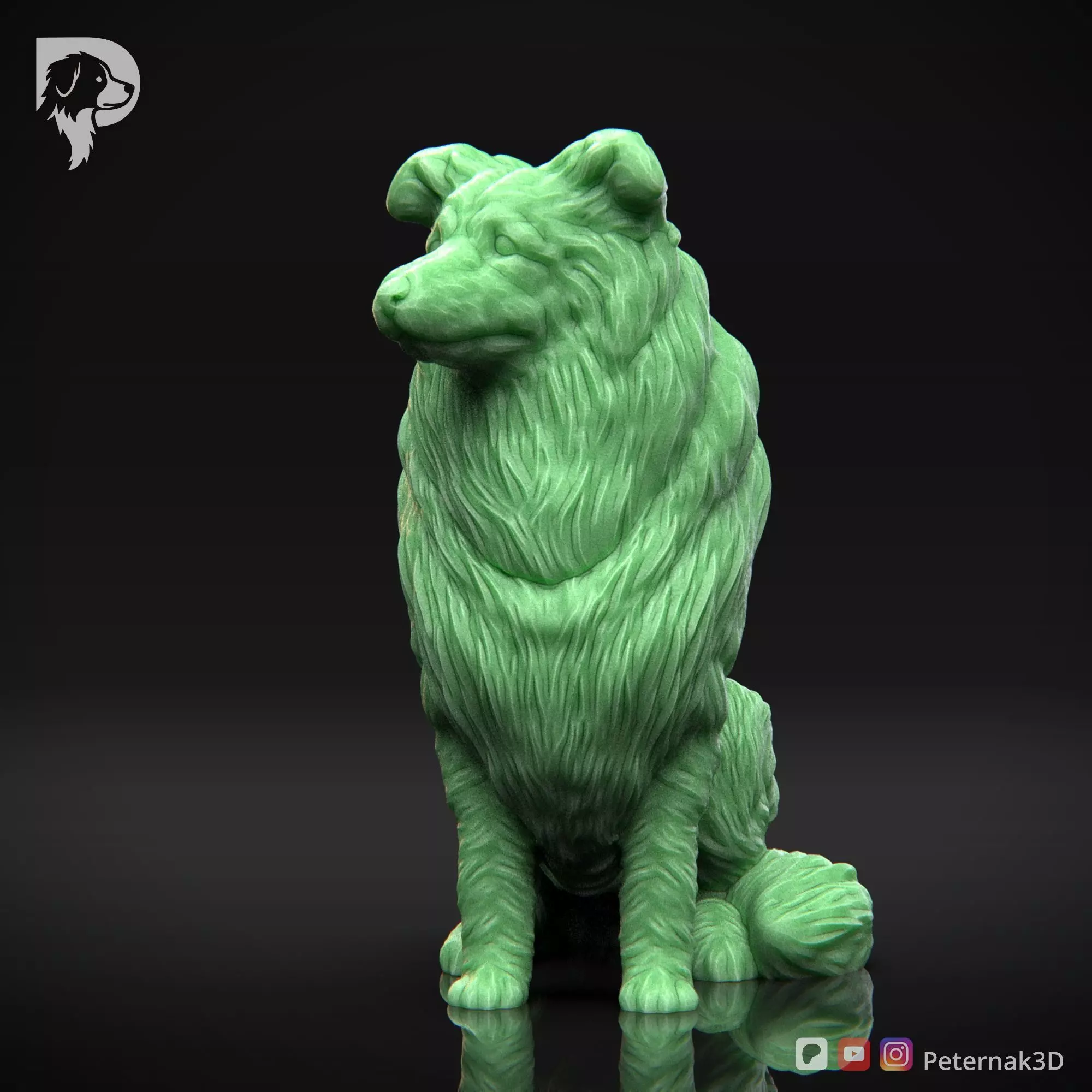 Dog 3D Print Model Collie Rough Dog Pose 06 Ready STL 3D print model_11