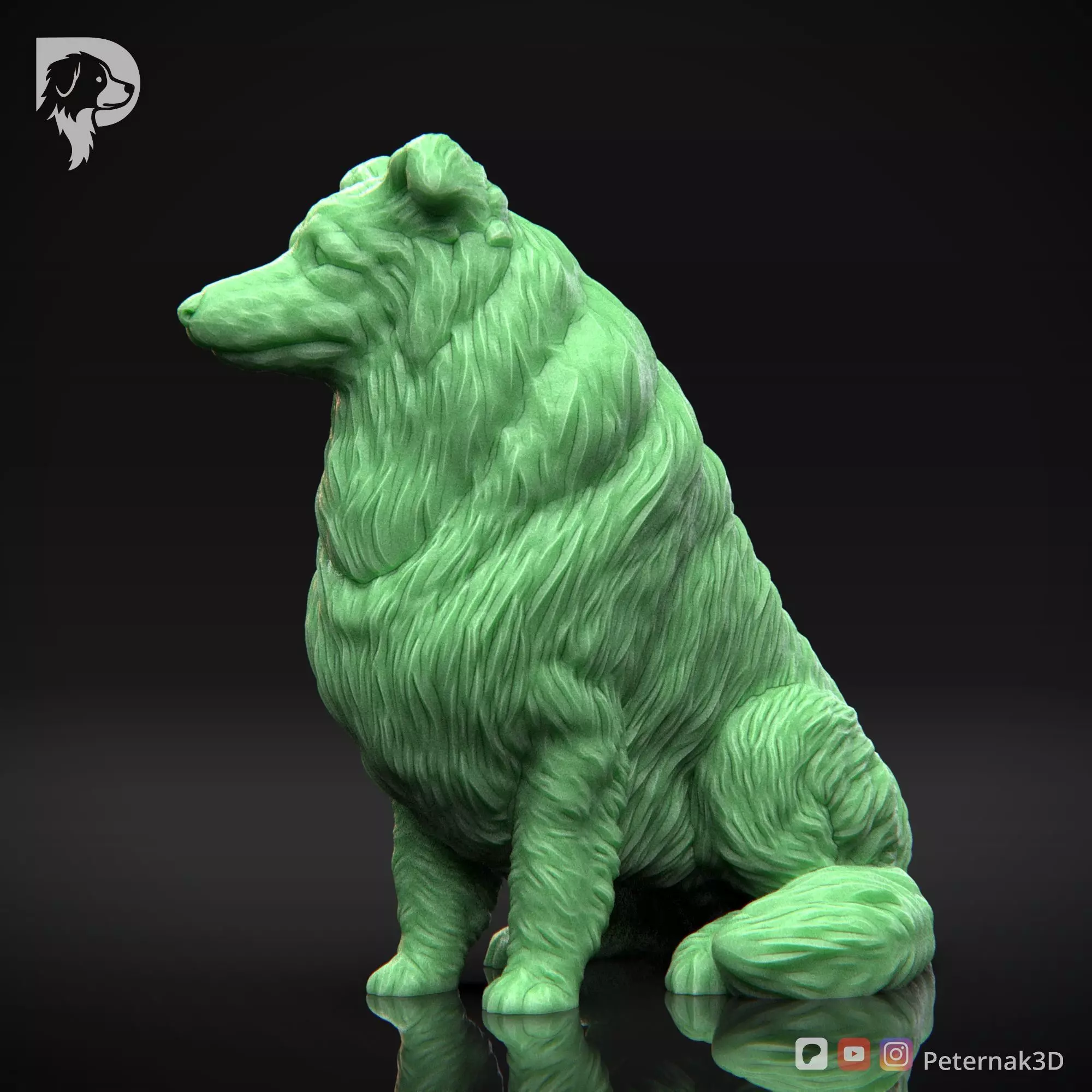 Dog 3D Print Model Collie Rough Dog Pose 06 Ready STL 3D print model_10