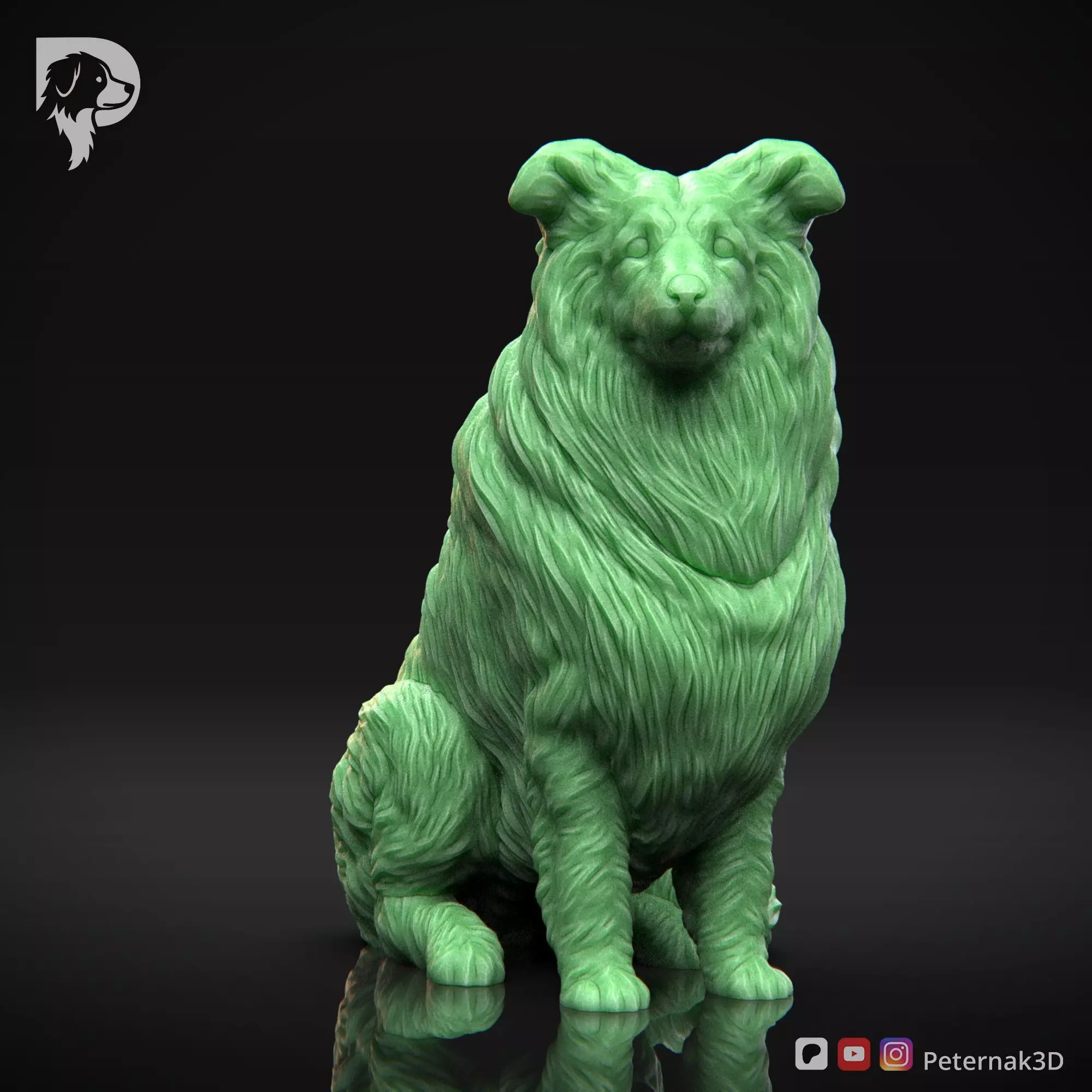 Dog 3D Print Model Collie Rough Dog Pose 06 Ready STL 3D print model_2