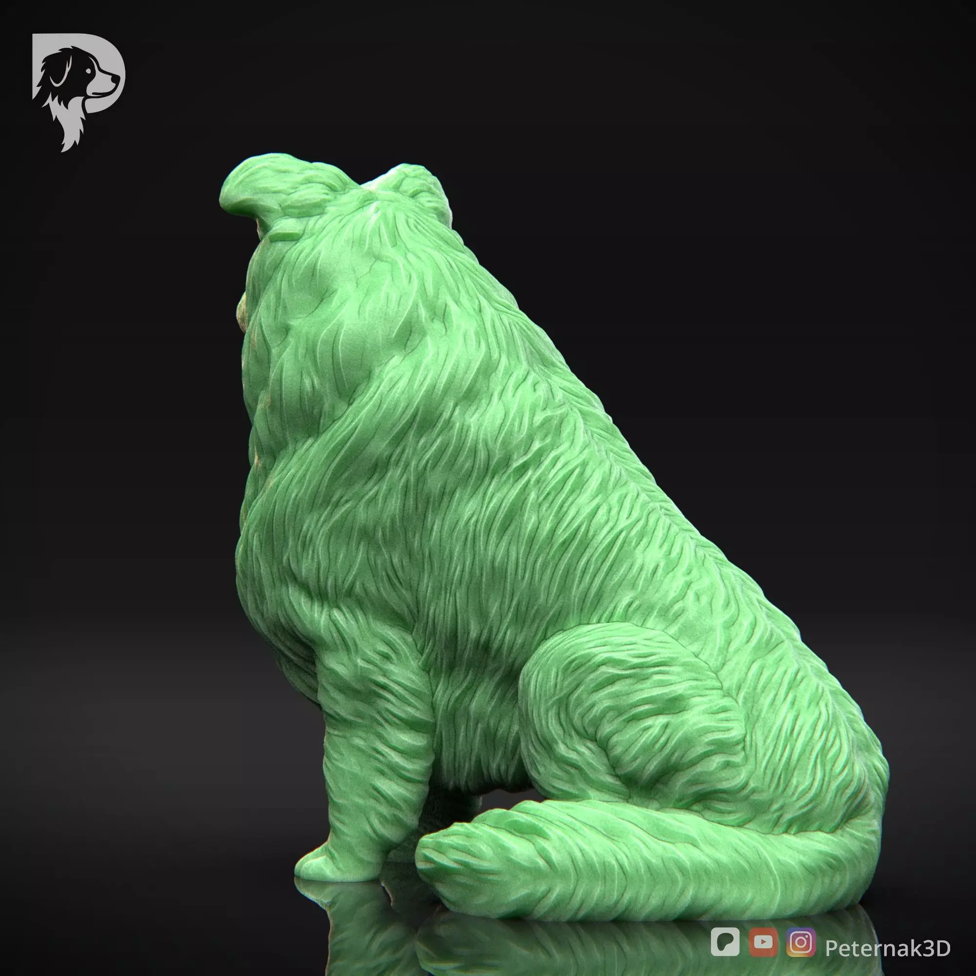 Dog 3D Print Model Collie Rough Dog Pose 06 Ready STL 3D print model_8
