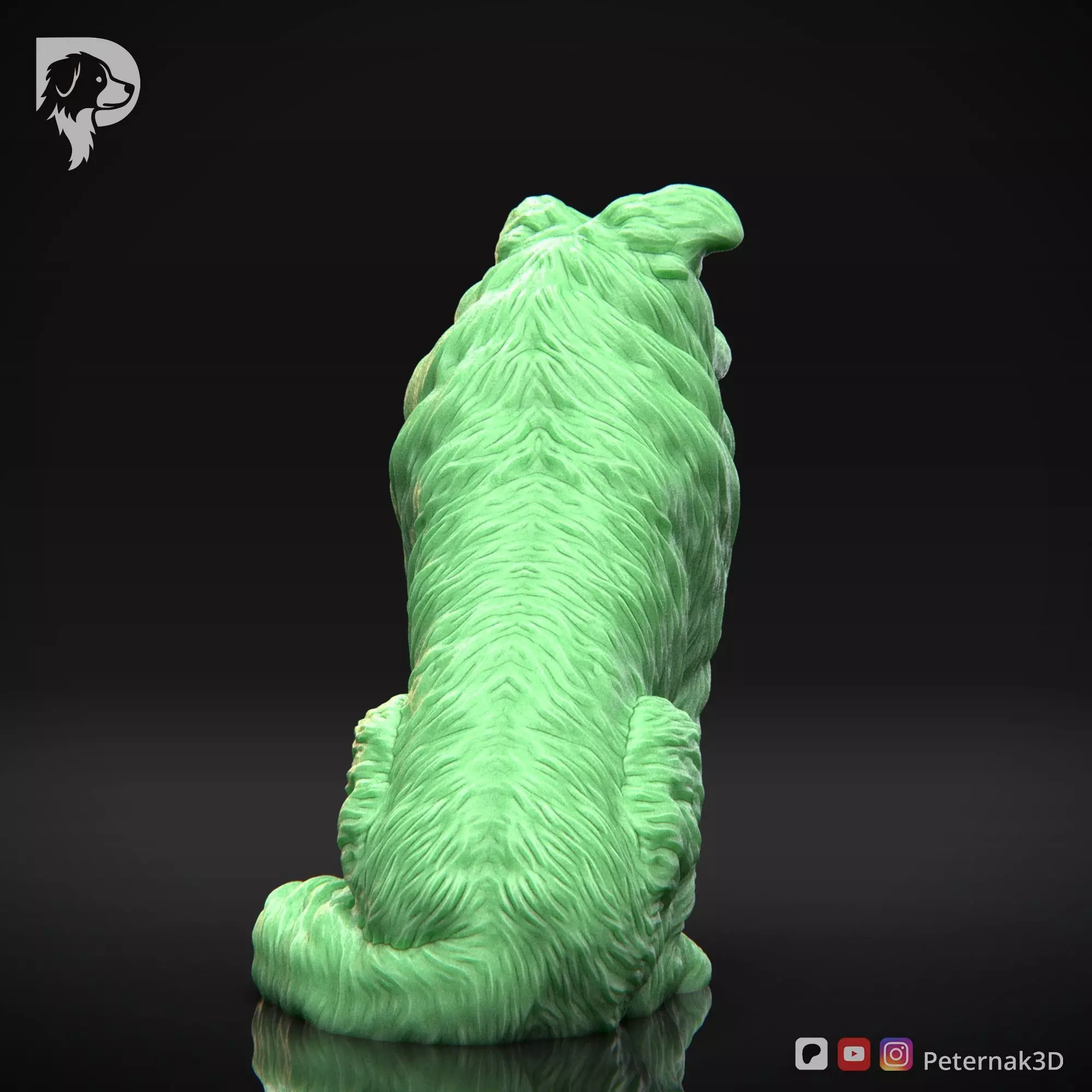 Dog 3D Print Model Collie Rough Dog Pose 06 Ready STL 3D print model_6