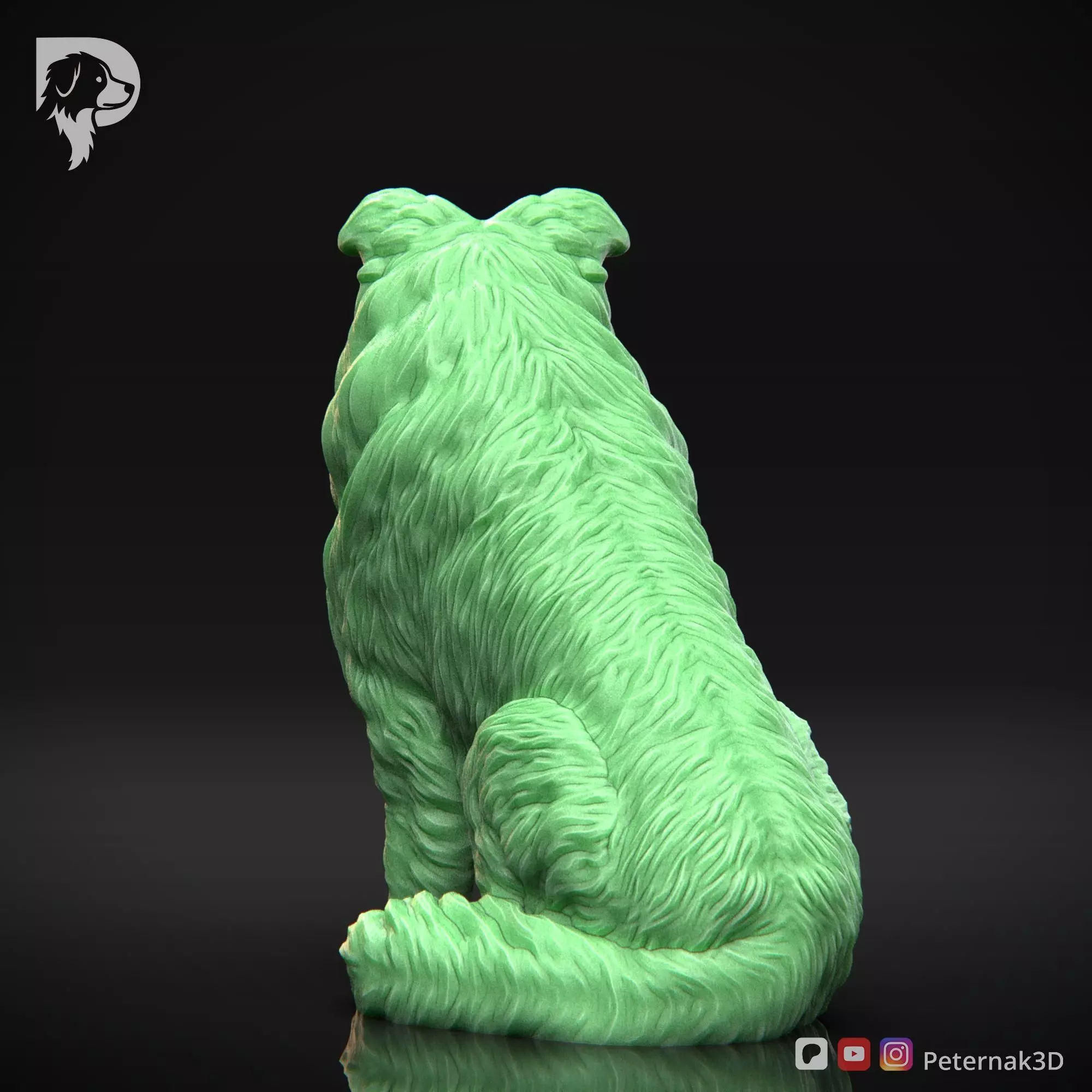 Dog 3D Print Model Collie Rough Dog Pose 06 Ready STL 3D print model_7