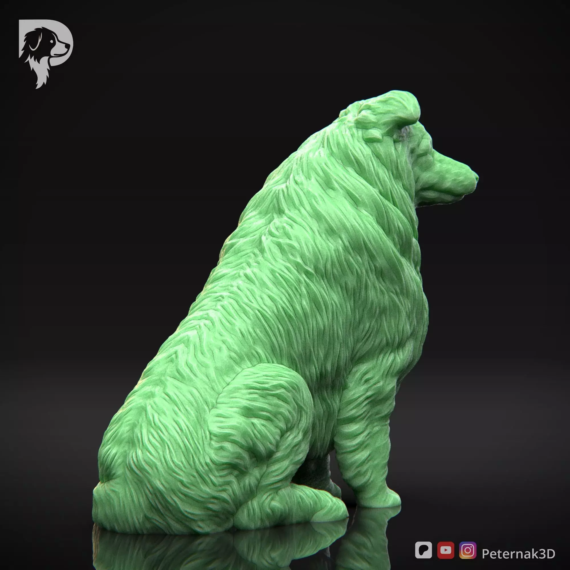 Dog 3D Print Model Collie Rough Dog Pose 06 Ready STL 3D print model_5