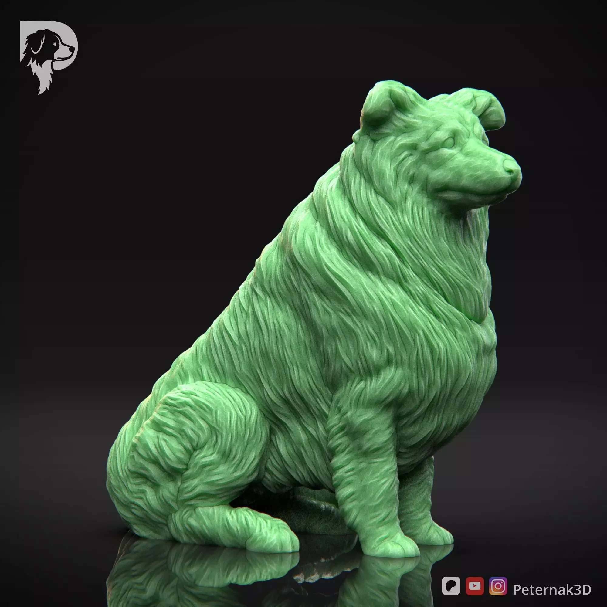 Dog 3D Print Model Collie Rough Dog Pose 06 Ready STL 3D print model_3