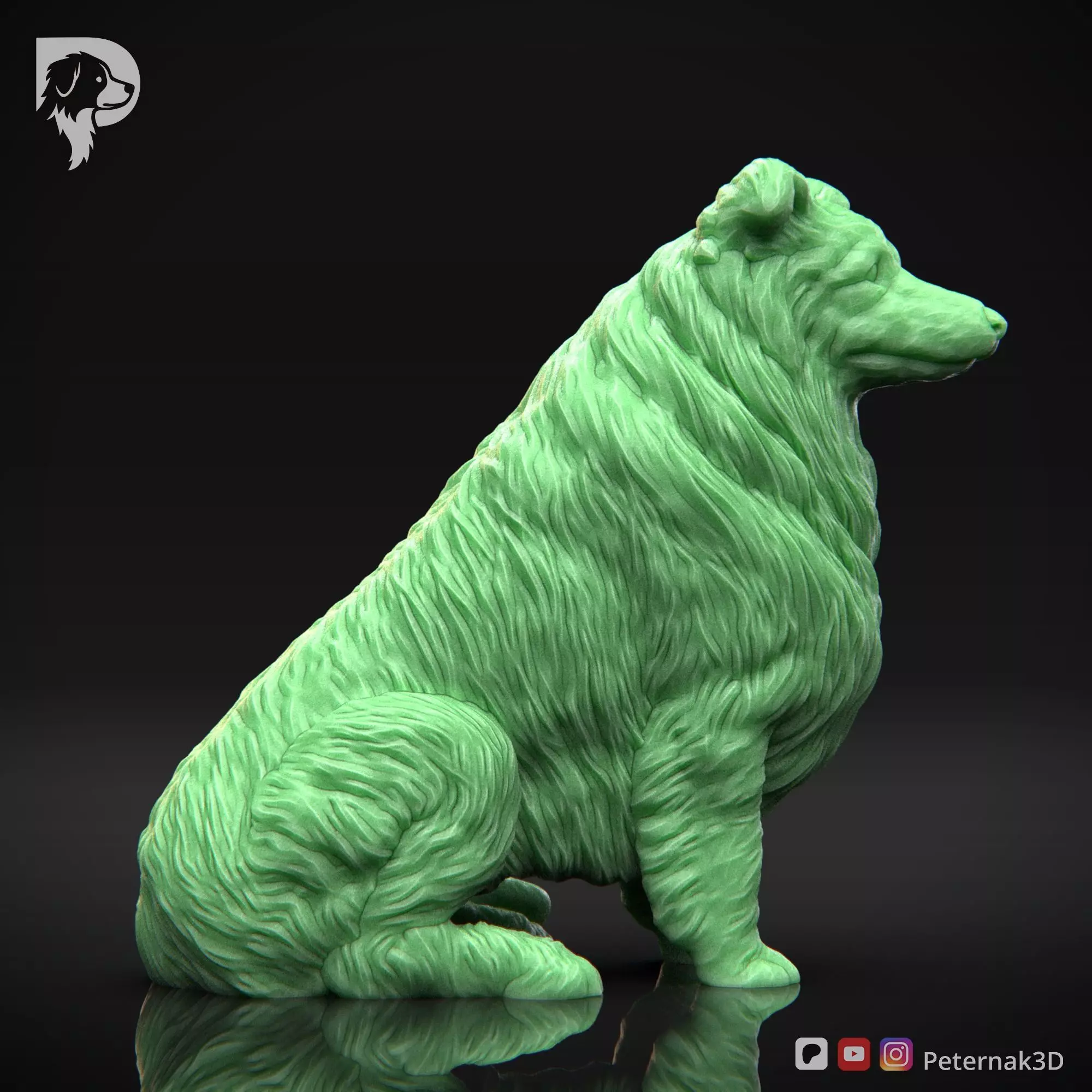 Dog 3D Print Model Collie Rough Dog Pose 06 Ready STL 3D print model_4