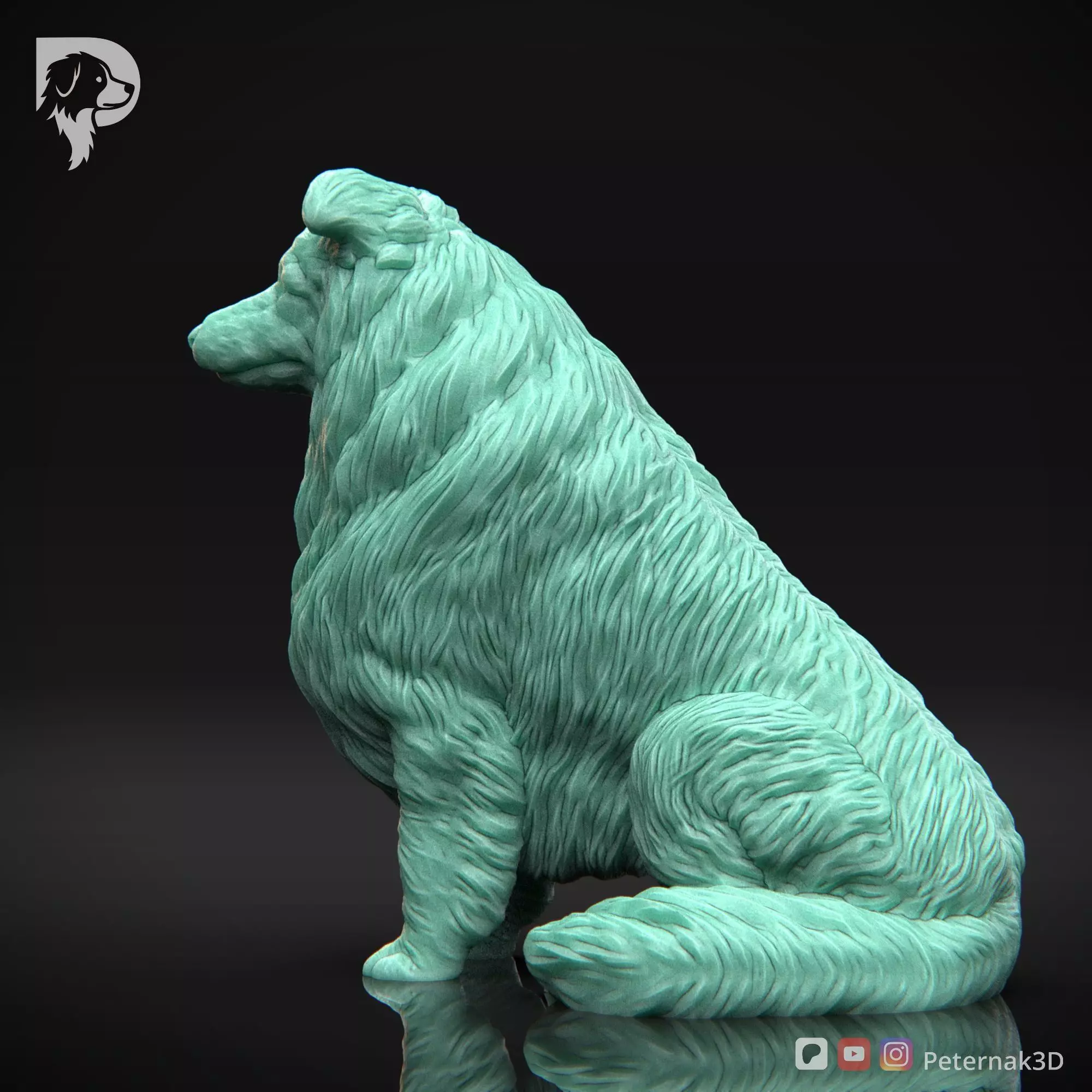 Dog 3D Print Model Collie Rough Dog Pose 04 Ready STL 3D print model_9
