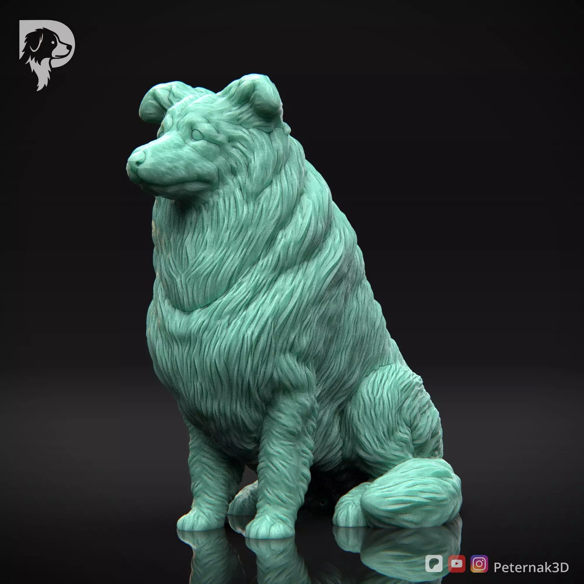 Dog 3D Print Model Collie Rough Dog Pose 04 Ready STL 3D print model_11