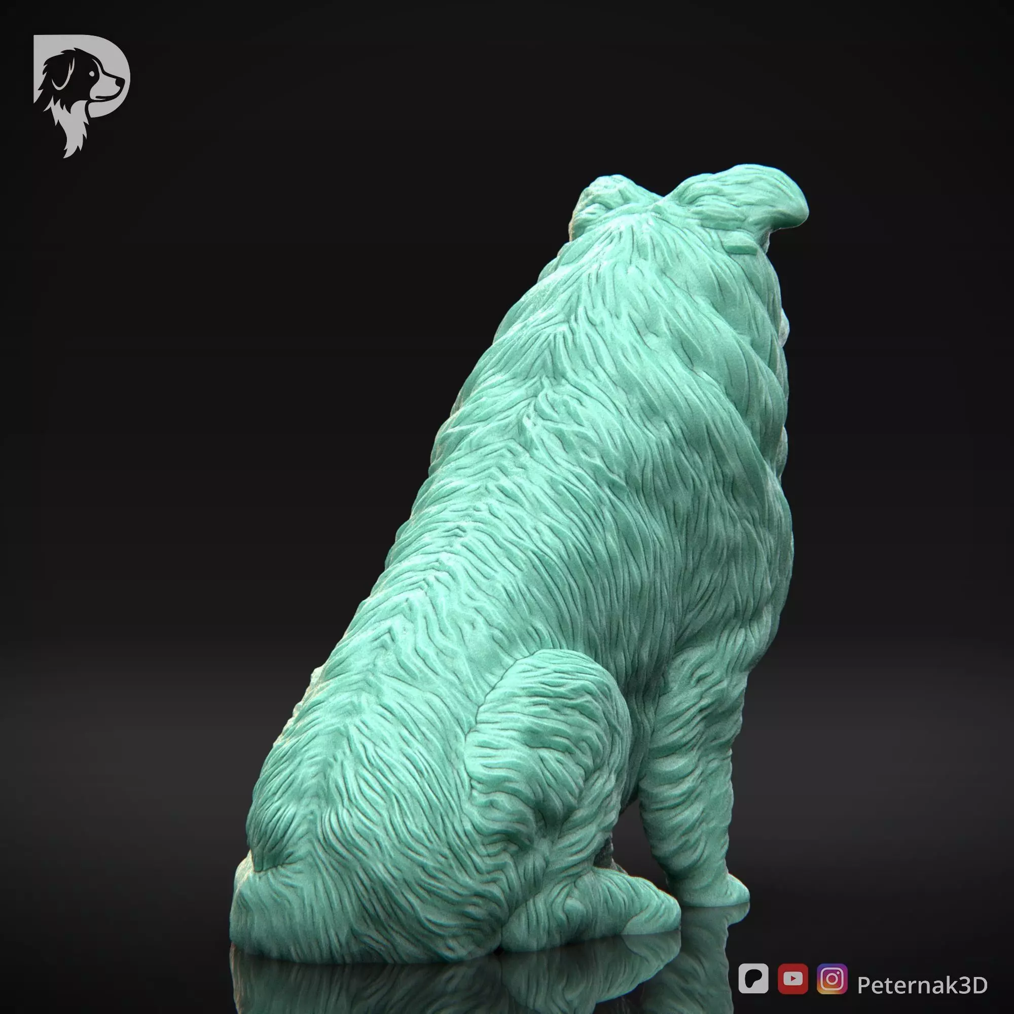 Dog 3D Print Model Collie Rough Dog Pose 04 Ready STL 3D print model_6