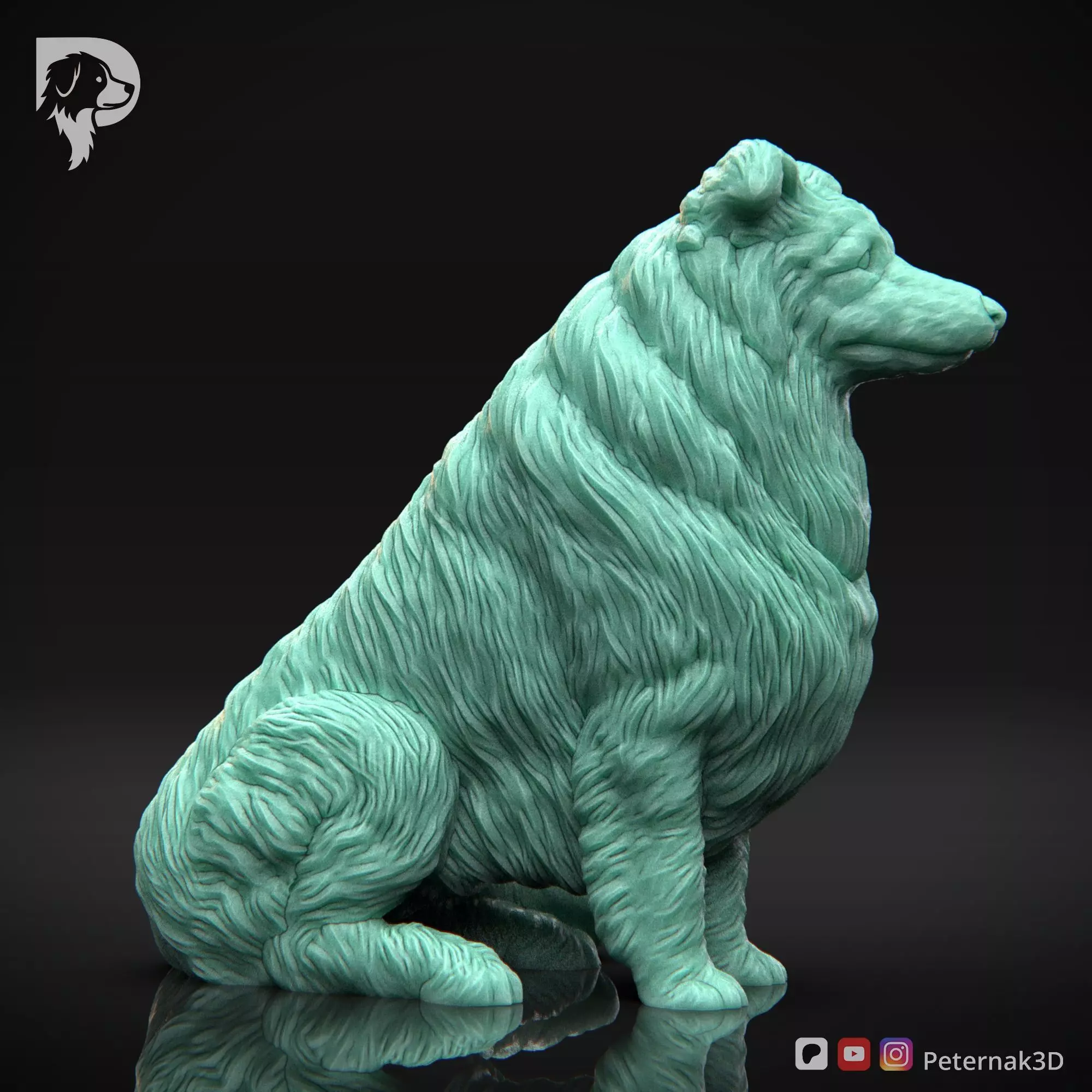 Dog 3D Print Model Collie Rough Dog Pose 04 Ready STL 3D print model_4