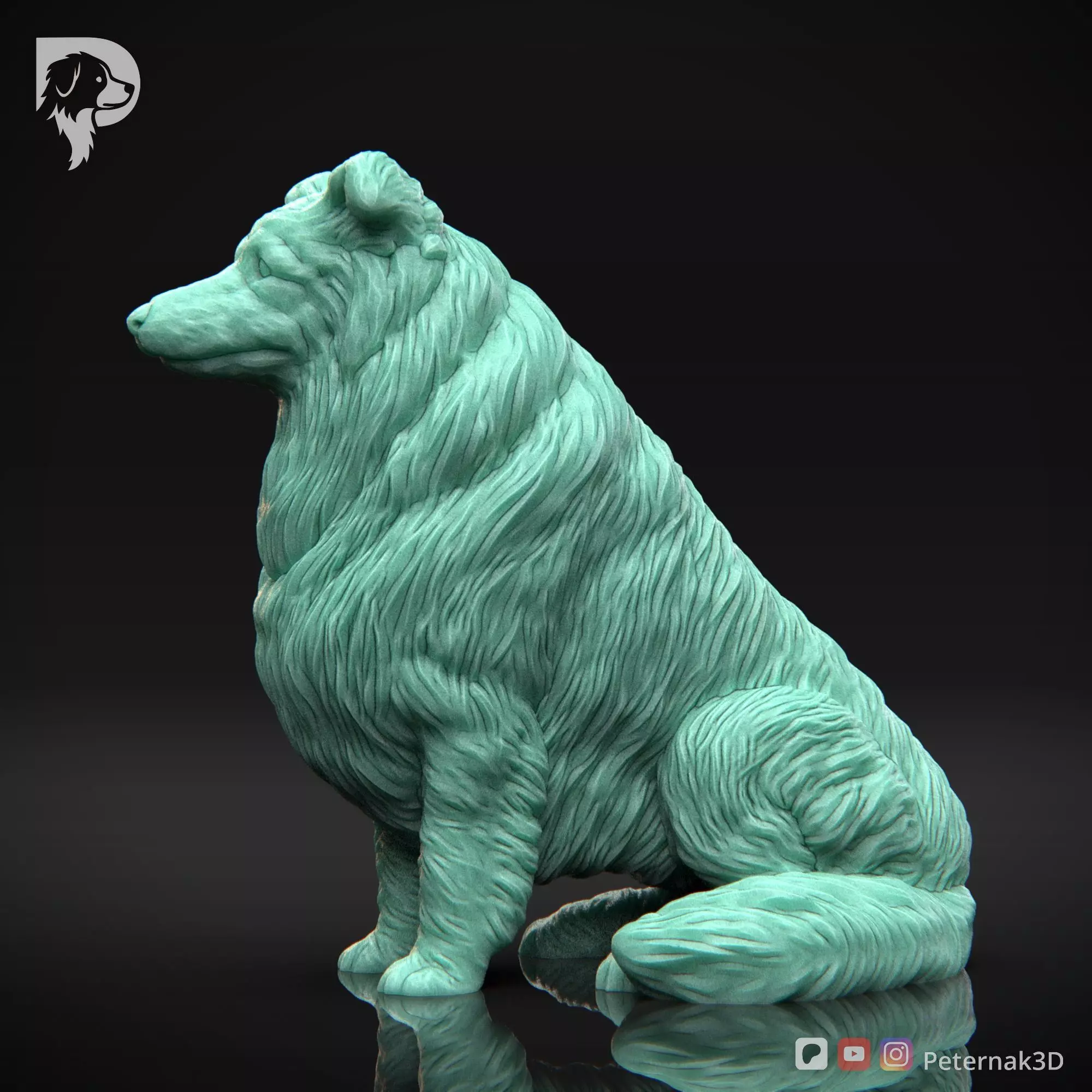 Dog 3D Print Model Collie Rough Dog Pose 04 Ready STL 3D print model_10