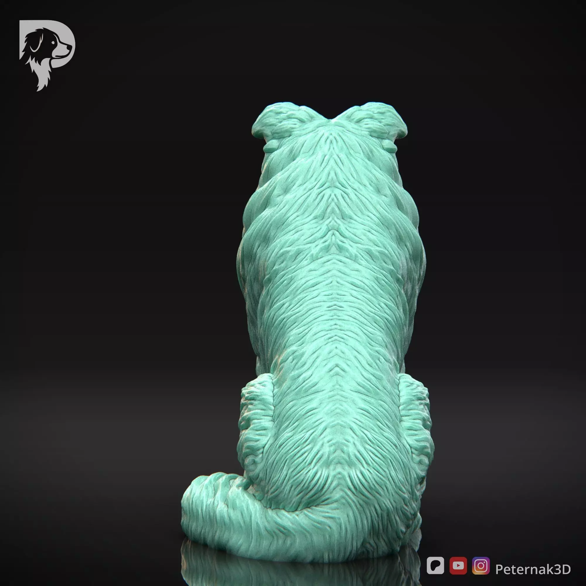 Dog 3D Print Model Collie Rough Dog Pose 04 Ready STL 3D print model_7