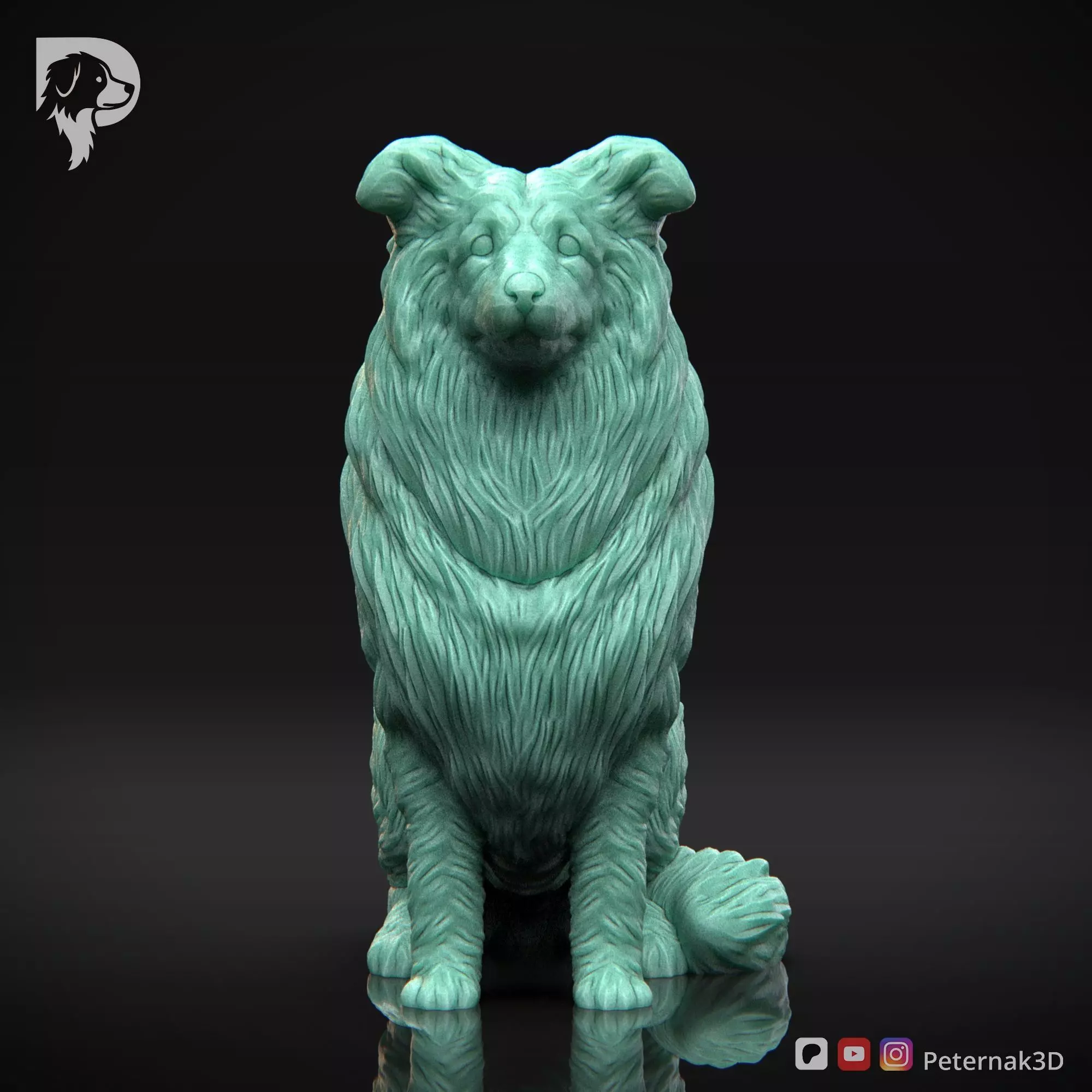 Dog 3D Print Model Collie Rough Dog Pose 04 Ready STL 3D print model_2