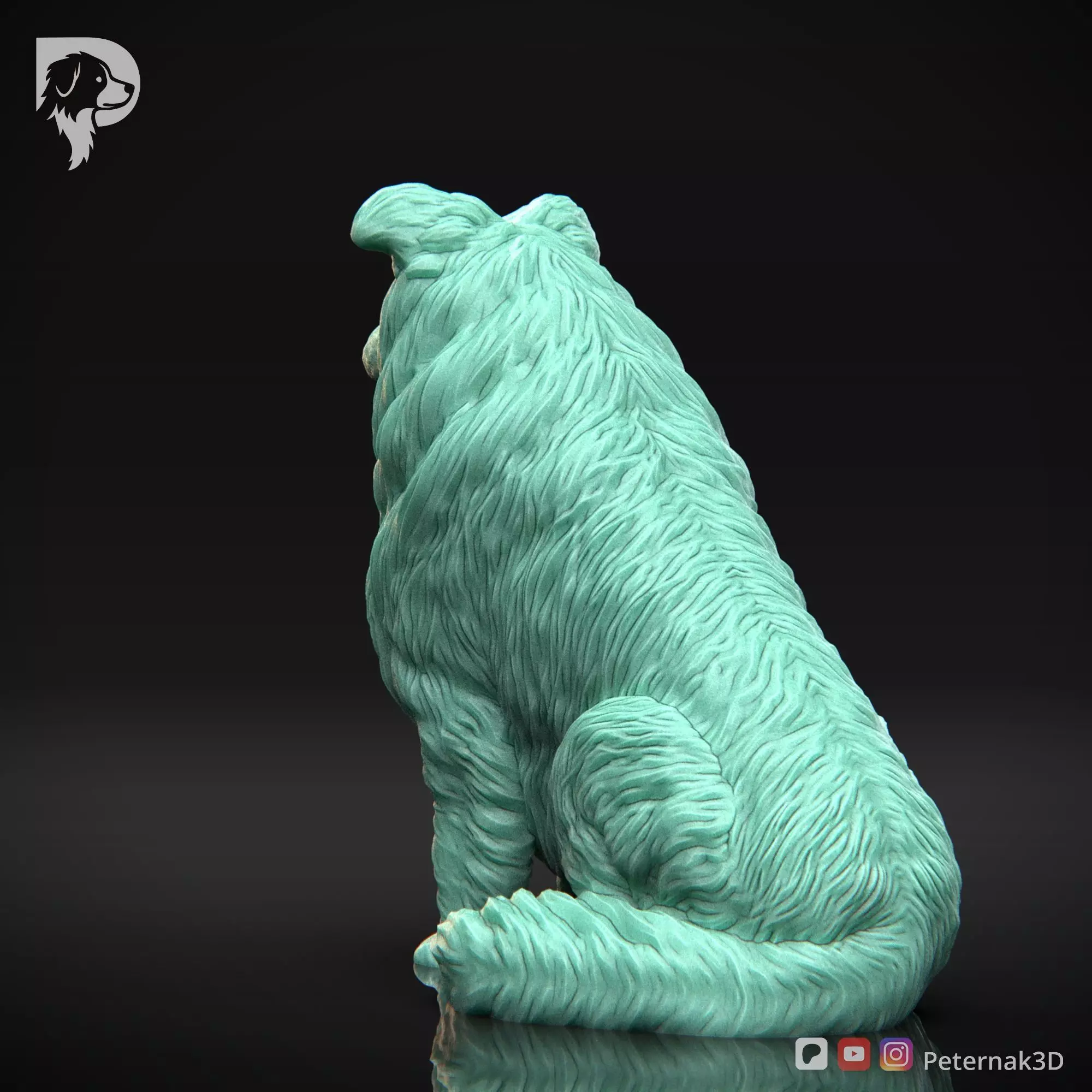 Dog 3D Print Model Collie Rough Dog Pose 04 Ready STL 3D print model_8