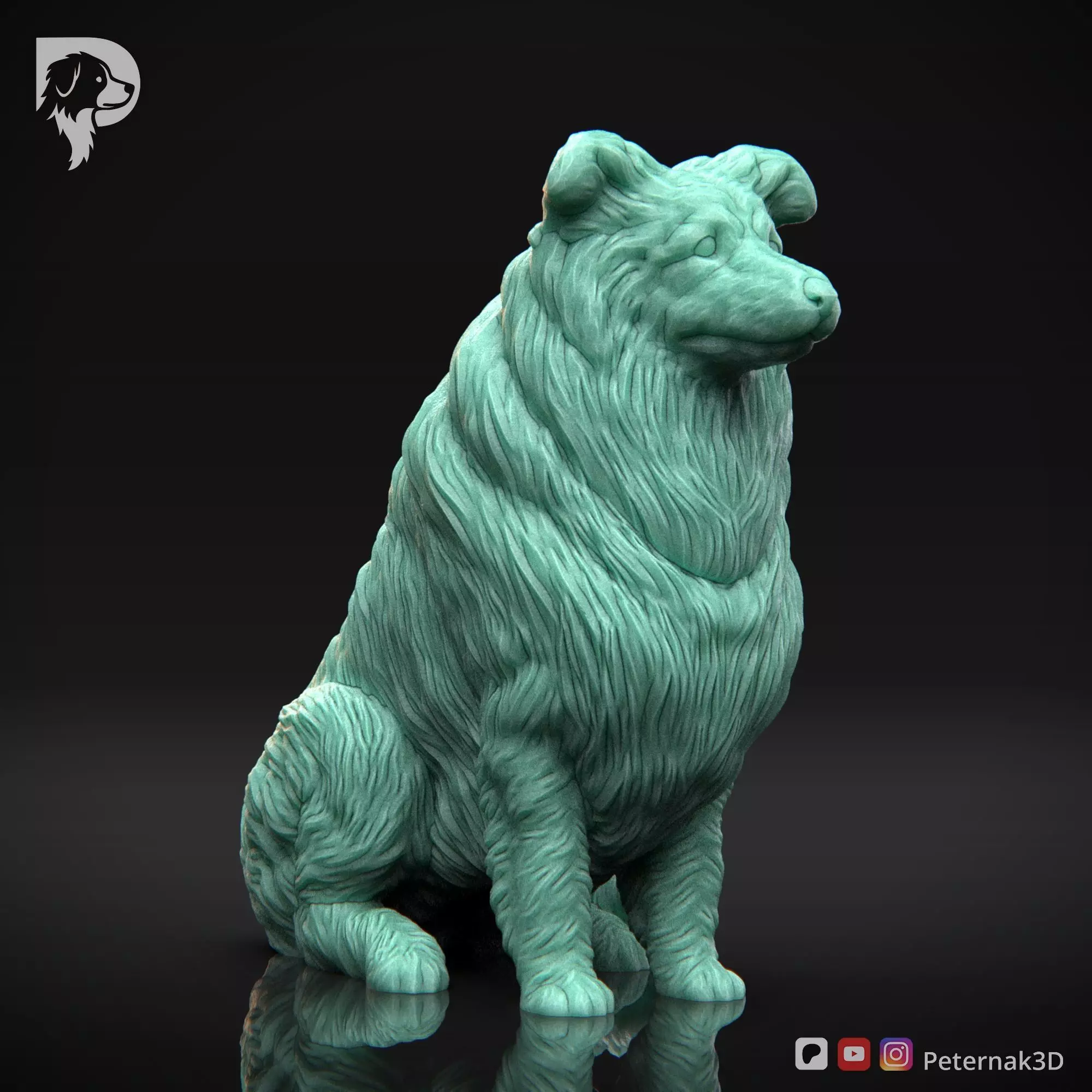 Dog 3D Print Model Collie Rough Dog Pose 04 Ready STL 3D print model_3