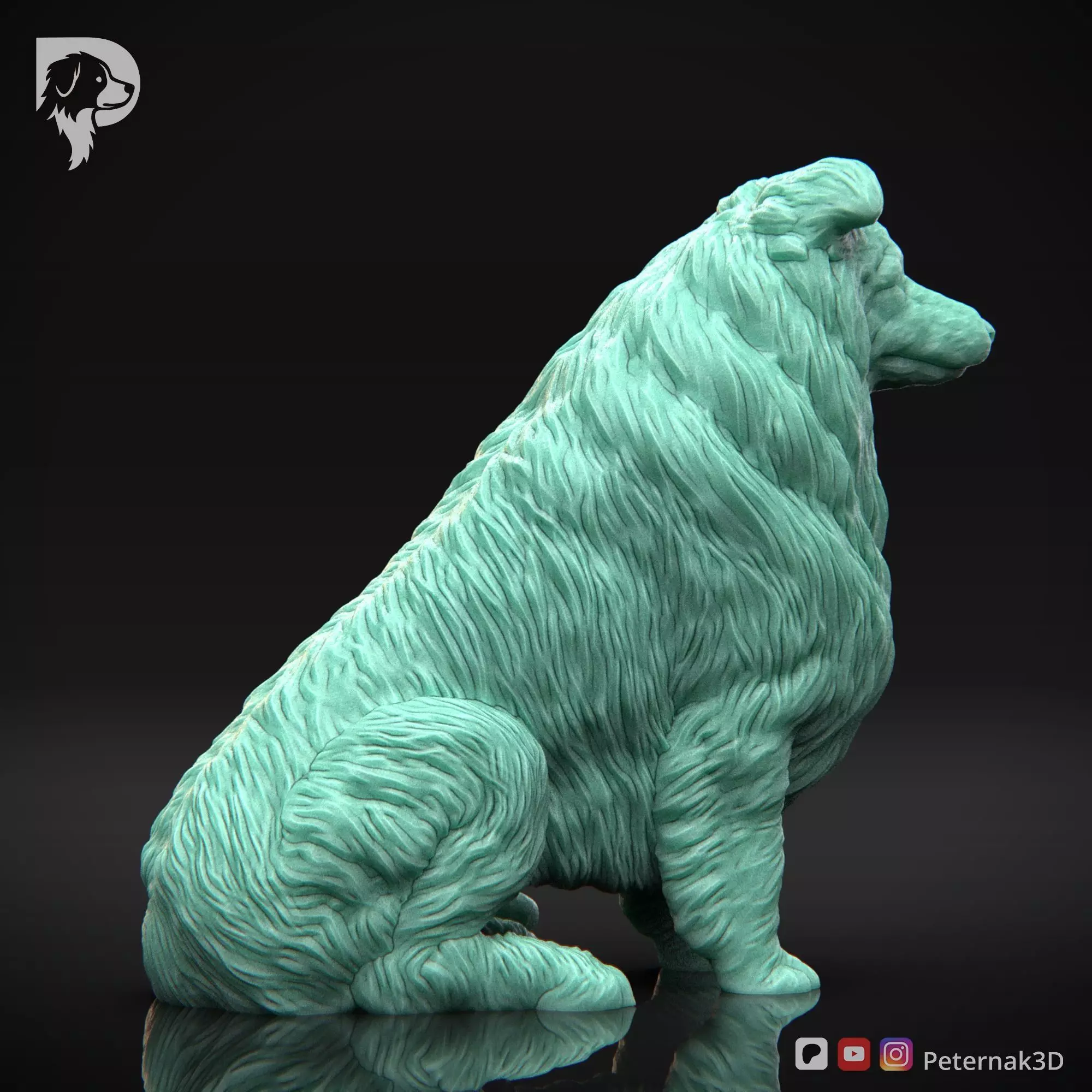 Dog 3D Print Model Collie Rough Dog Pose 04 Ready STL 3D print model_5